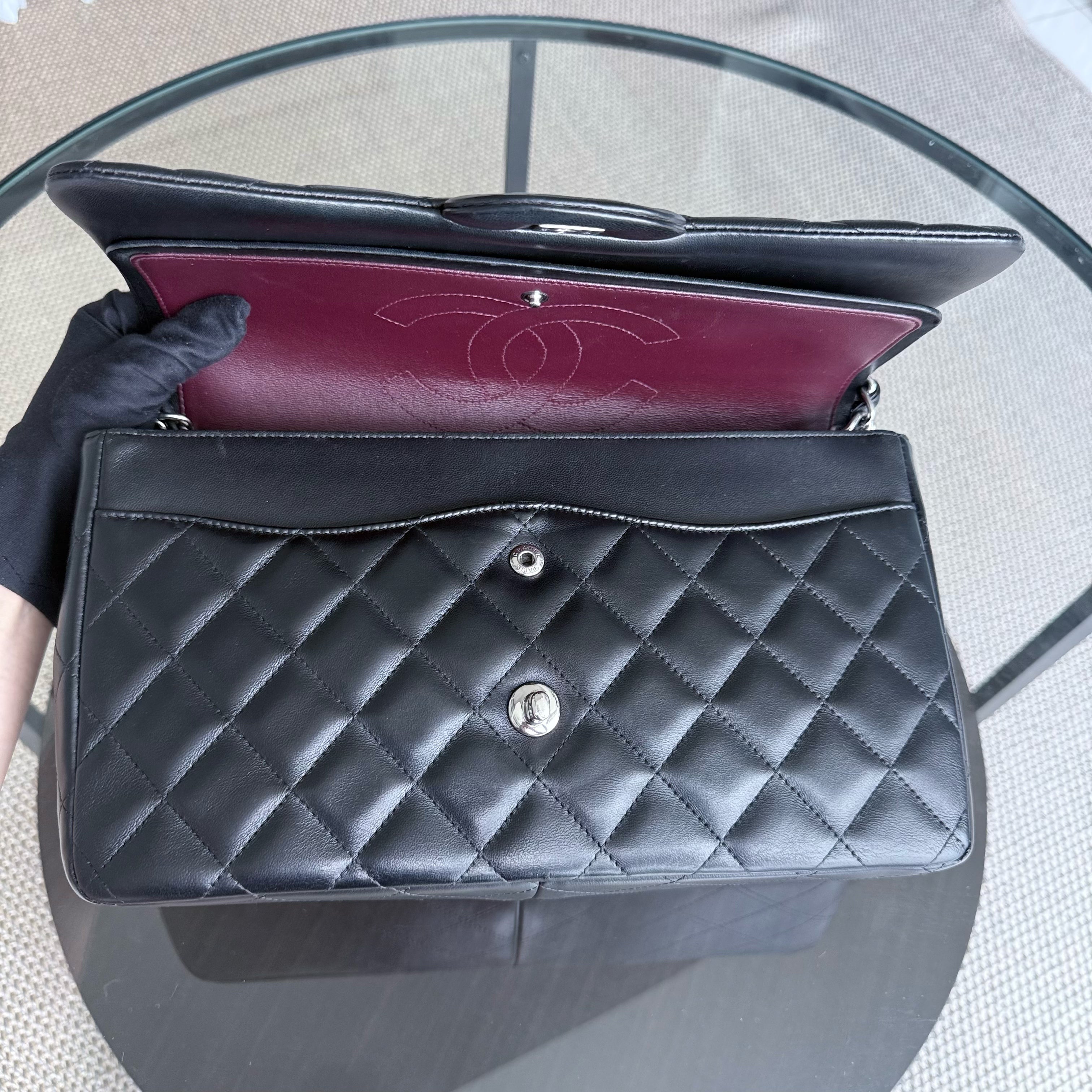 Chanel Classic Flap Jumbo - Double Flap 30CM Quilted Black Silver Hardware Series 19