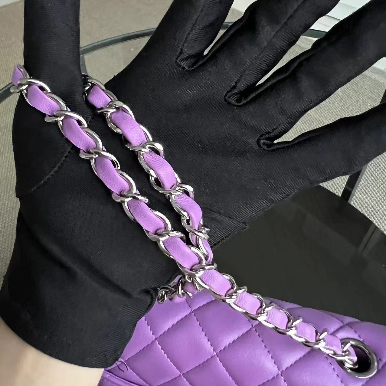Chanel Classic Flap Mini - 20CM Rectangle Quilted Lambskin Purple Silver Hardware Series 29