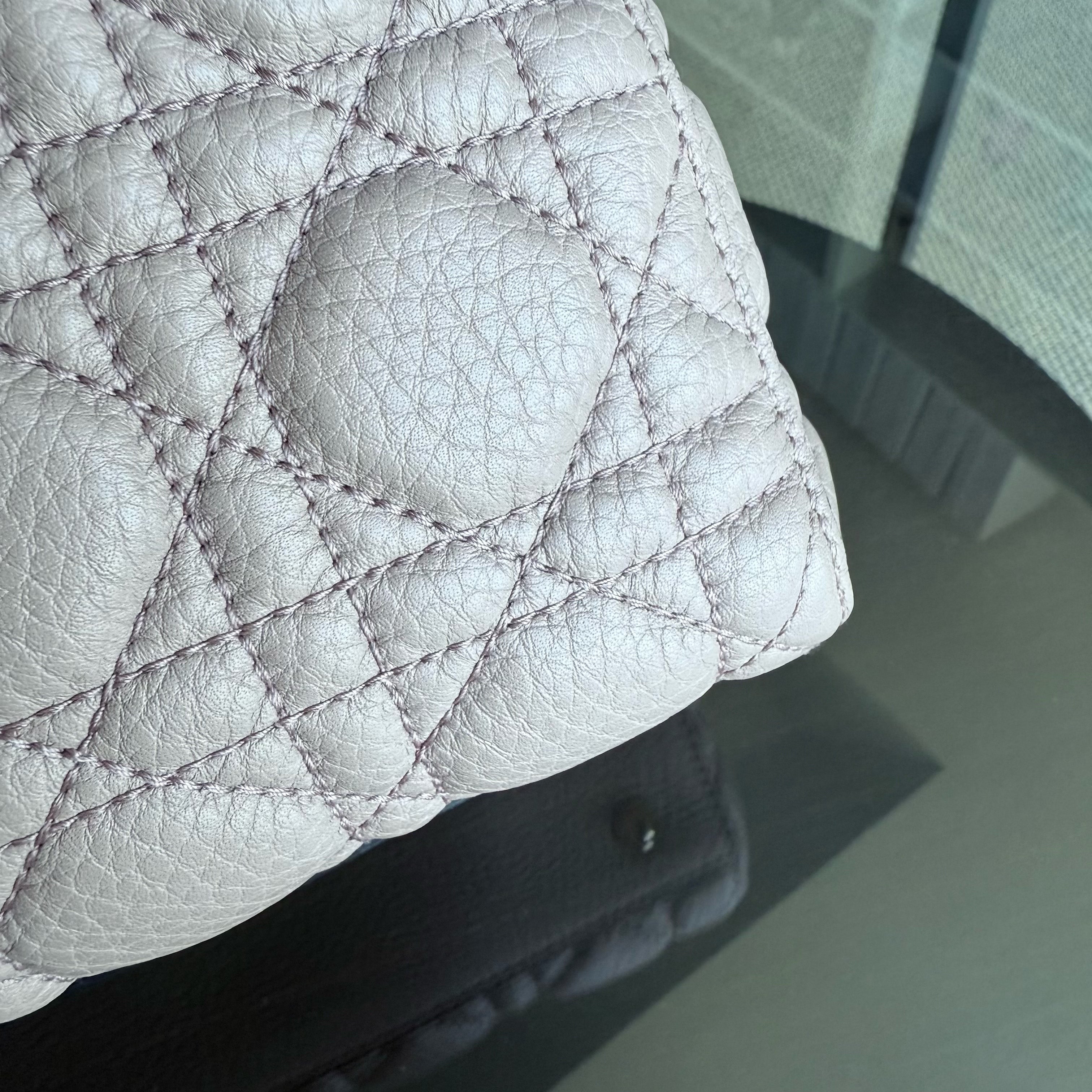 Dior Lady Medium Flap - Grained Calfskin Caviar Cannage Nude Pink Gold Hardware