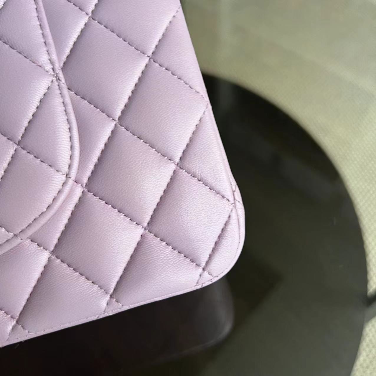 Double Flap Quilted Lambskin Violet Silver Hardware Series 17