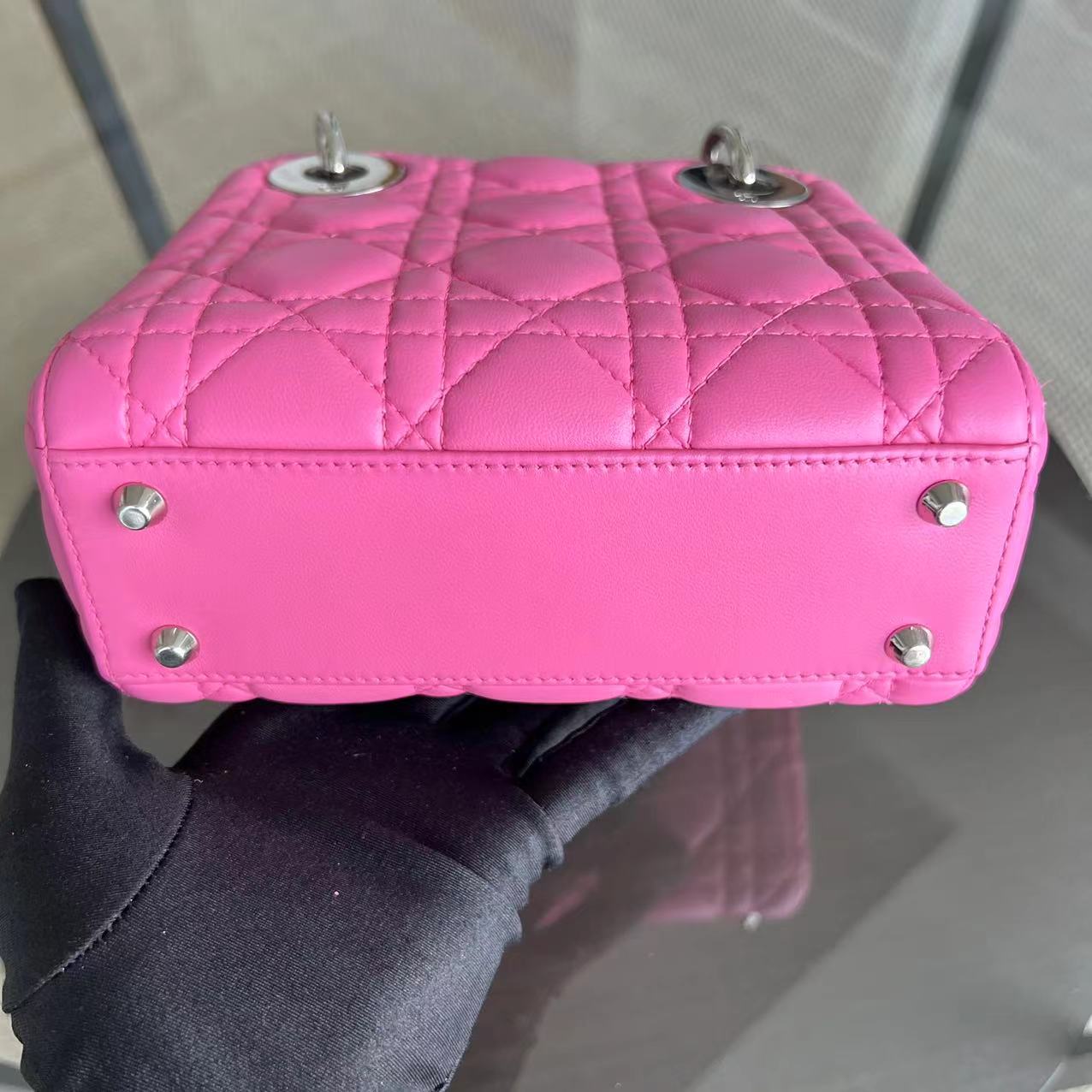 *Adjustable Strap* Dior Lady Mini Cannage Lambskin Barbie Pink Silver Hardware - Luxury Evermore