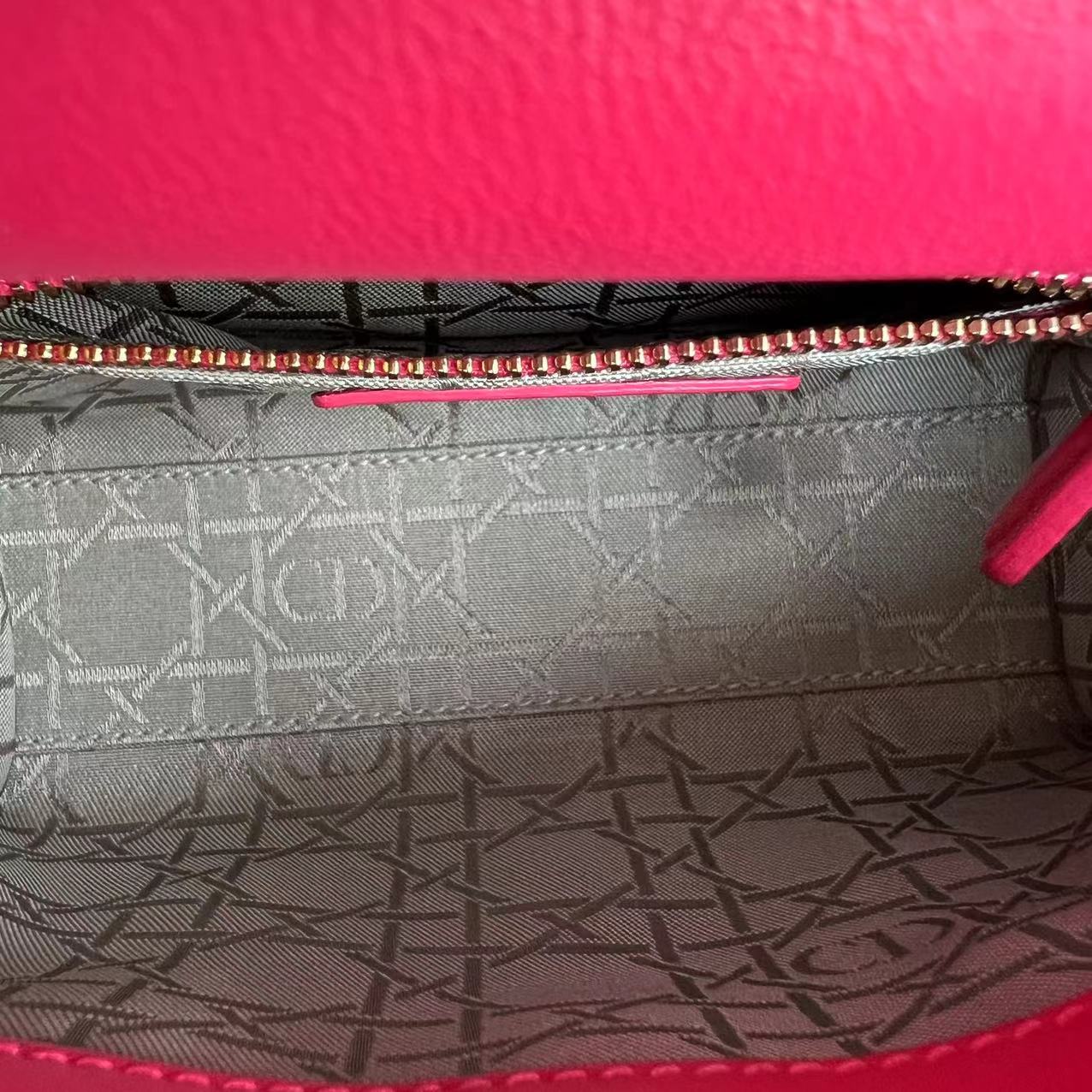 *Adjustable Strap* Dior Lady Mini Cannage Lambskin Hot Pink Golden Hardware - Luxury Evermore