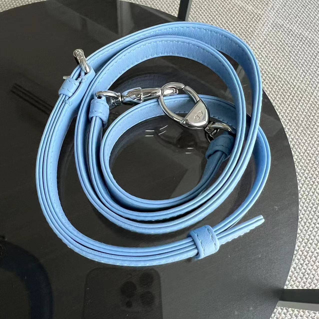 *Adjustable Strap* Dior Lady Mini Cannage Lambskin Sky Blue Silver Hardware - Luxury Evermore