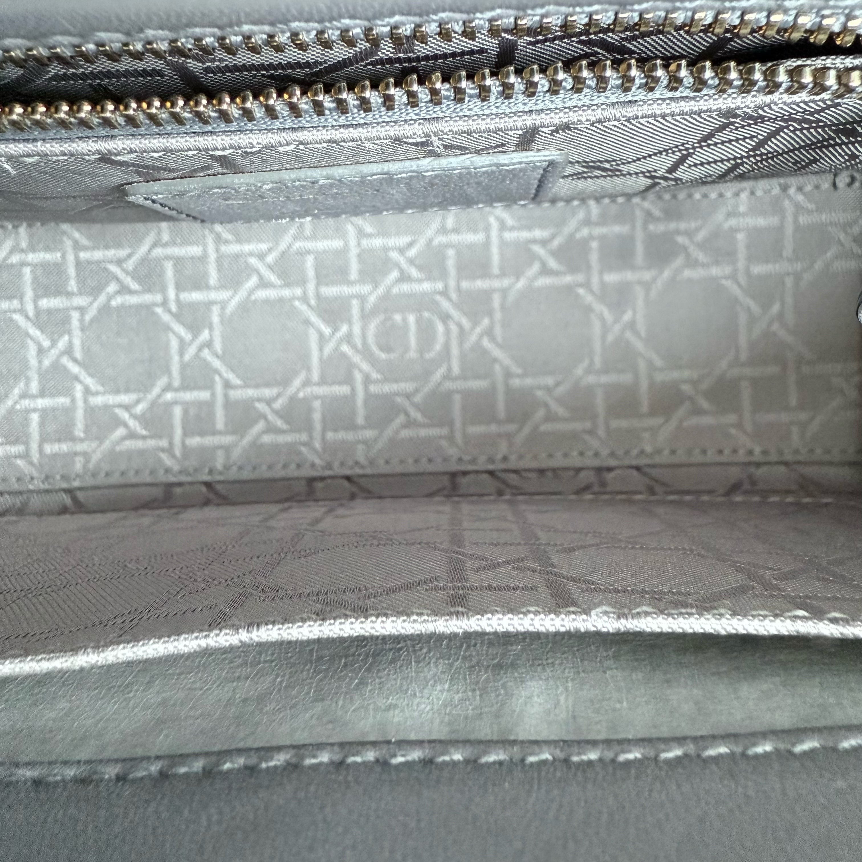 Dior Lady Small - Cannage Lambskin Grey Gray Gold Hardware