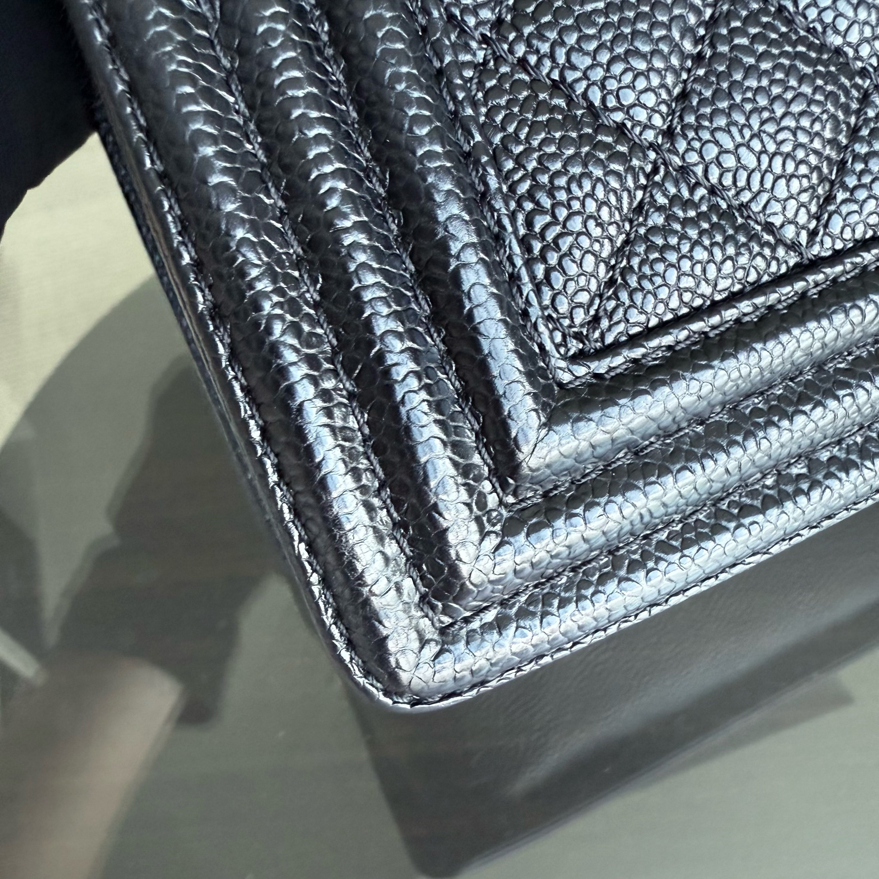 Chanel Boy Medium - Caviar 28CM New Medium Quilted Black Ruthenium Silver Hardware Series 19