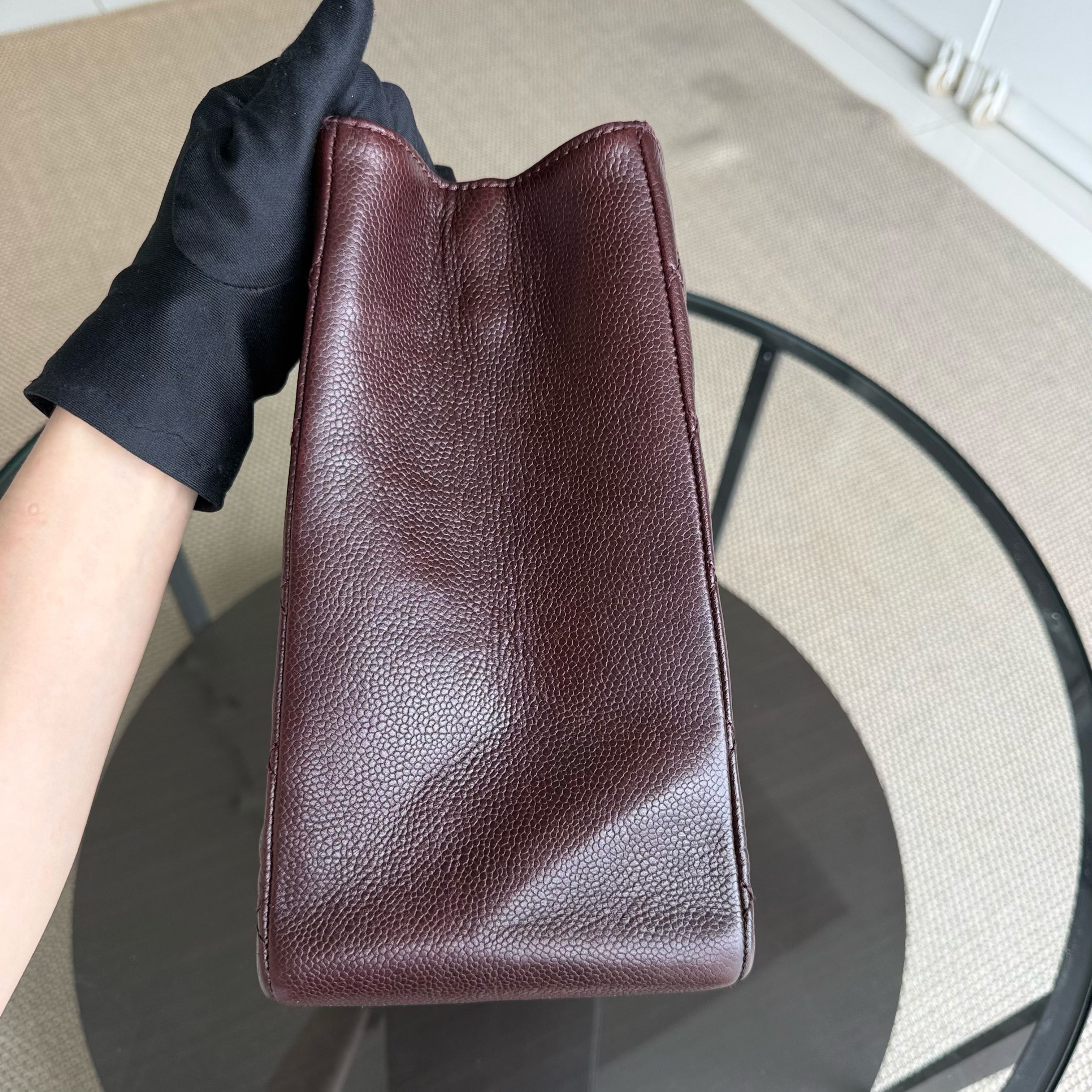 Chanel GST Grand Shopping Tote  - Caviar Quilted Burgundy Grained Calfskin Silver Hardware Series 11