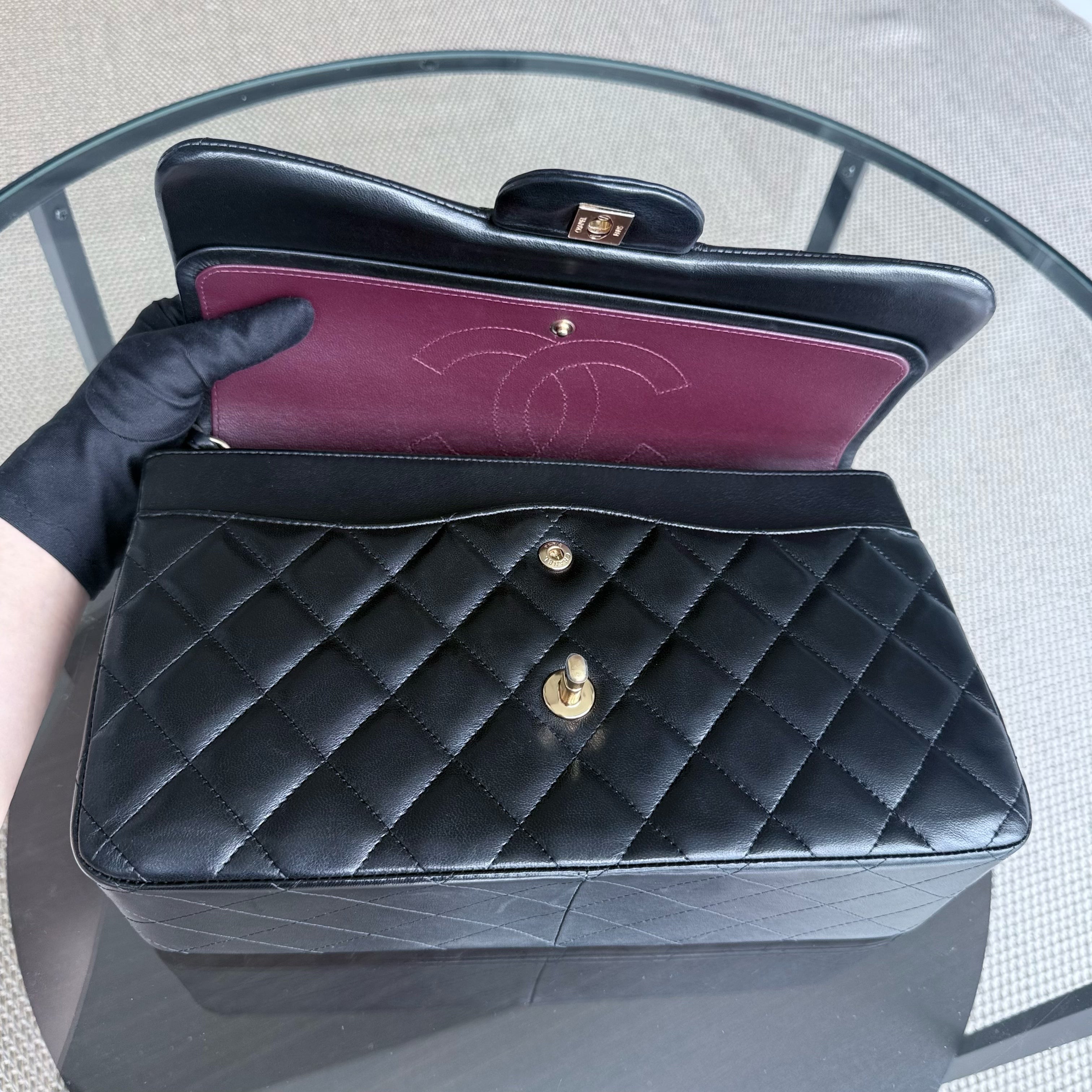 Chanel Classic Flap Jumbo - Double Flap Lambskin 30CM Quilted Lambskin Black Gold Hardware Series 14