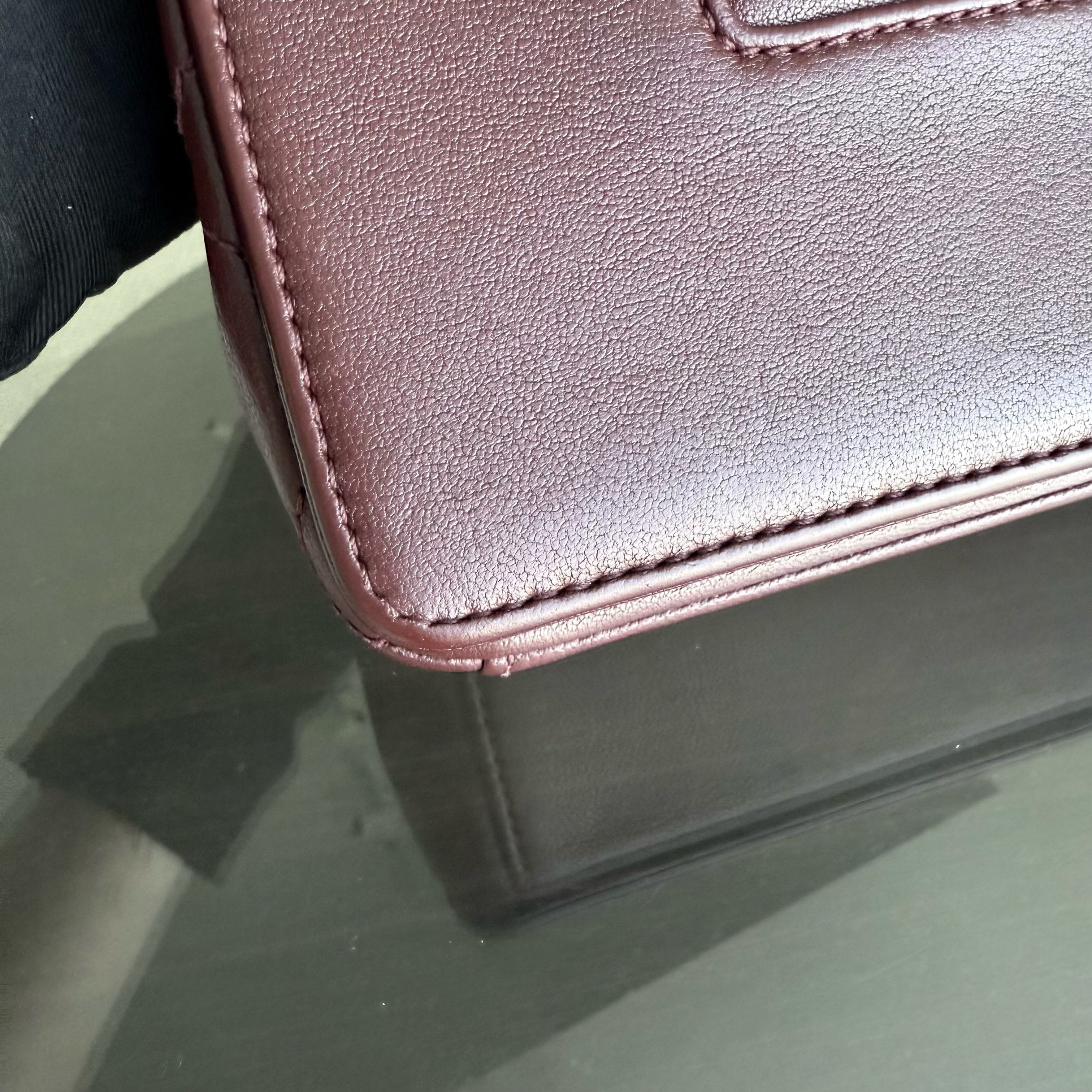 Chanel Mademoiselle Seasonal Flap - 25CM Quilted Lambskin Burgundy Gold Hardware Series 23