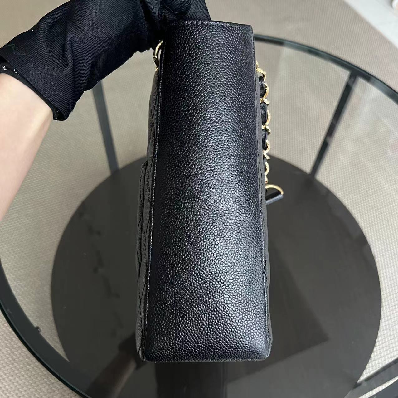 Chanel PST Petite Shopping Tote - Caviar Quilted Black Golden Hardware Series 14