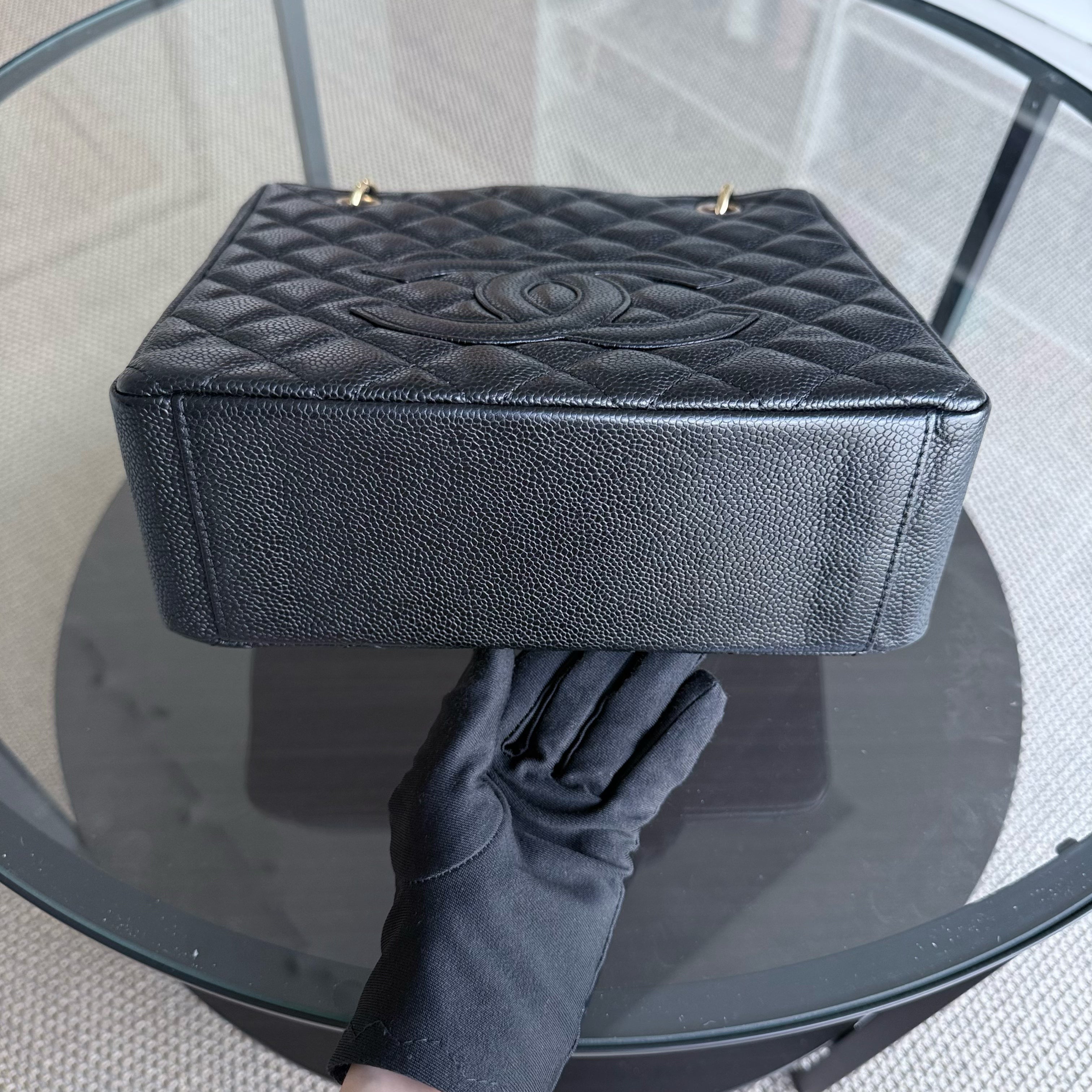 Chanel PST Petite Shopping Tote - Caviar Quilted Black Gold Hardware Series 12