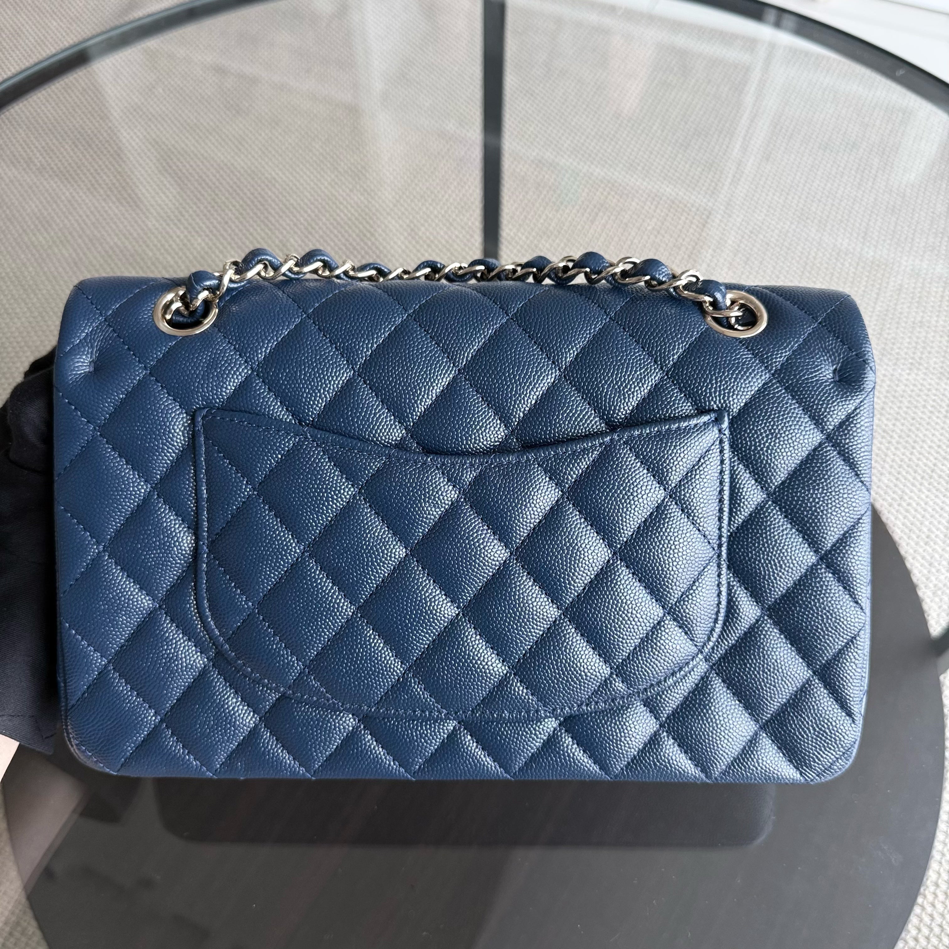 Chanel Classic Flap Medium - Caviar 25CM Quilted Dark Blue Light Gold Hardware Series 27