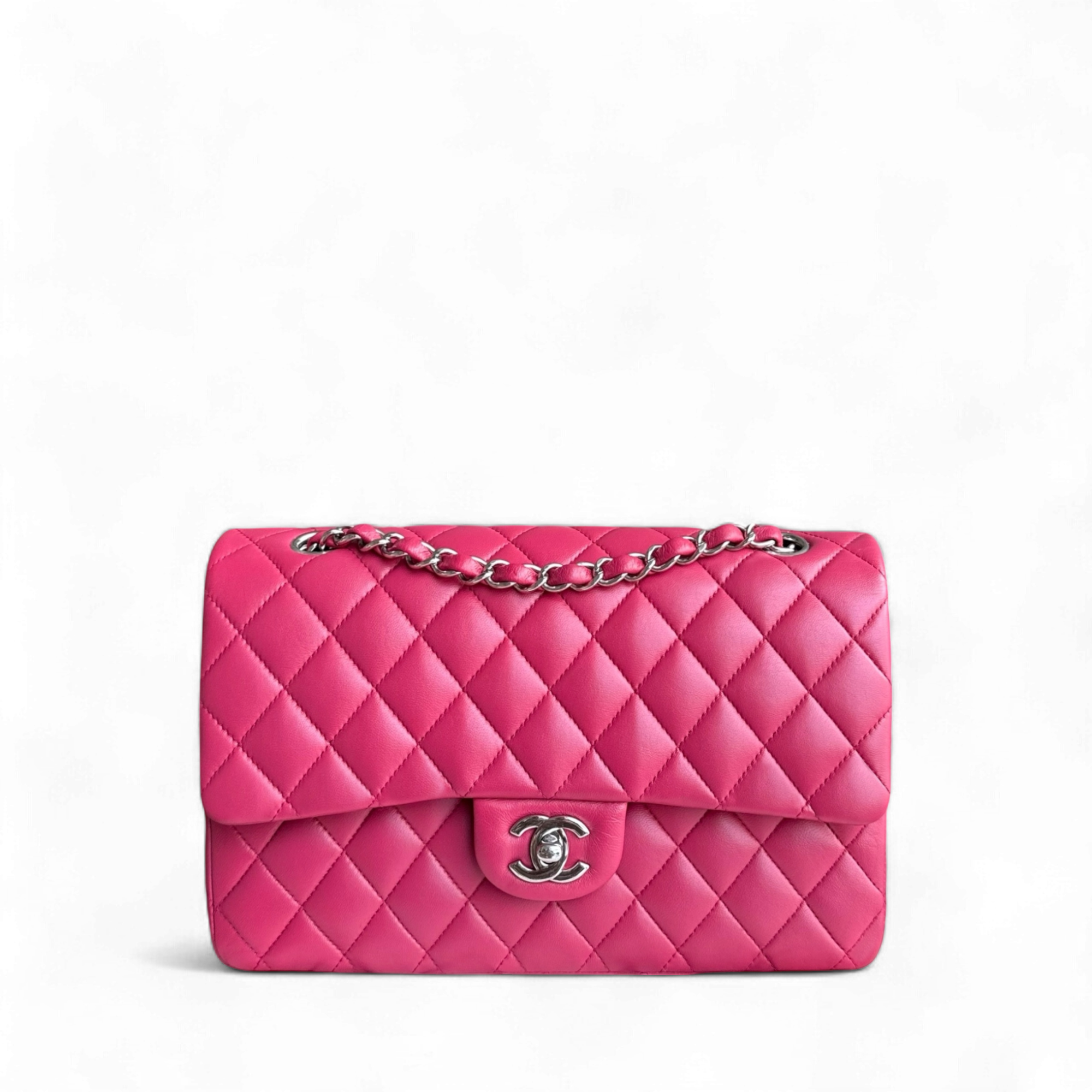 Chanel Classic Flap Medium - 25CM Quilted Lambskin Pink Silver Hardware Series 26