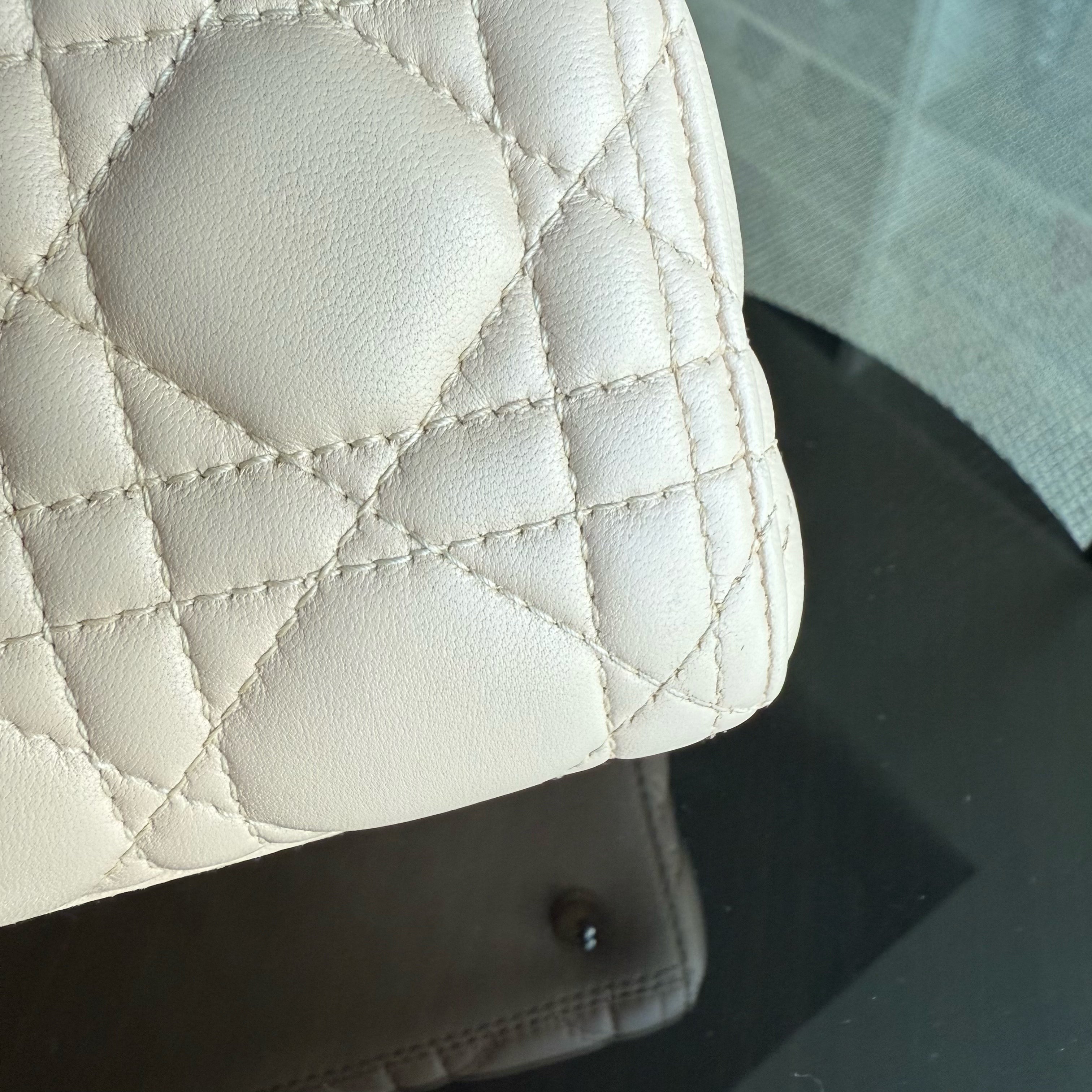 Dior Lady Medium - Cannage Lambskin Nude Silver Hardware