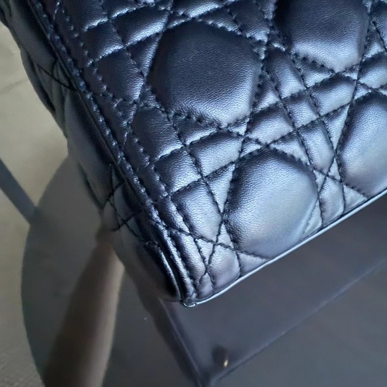 Dior Lady Medium Cannage Lambskin Black Golden Hardware