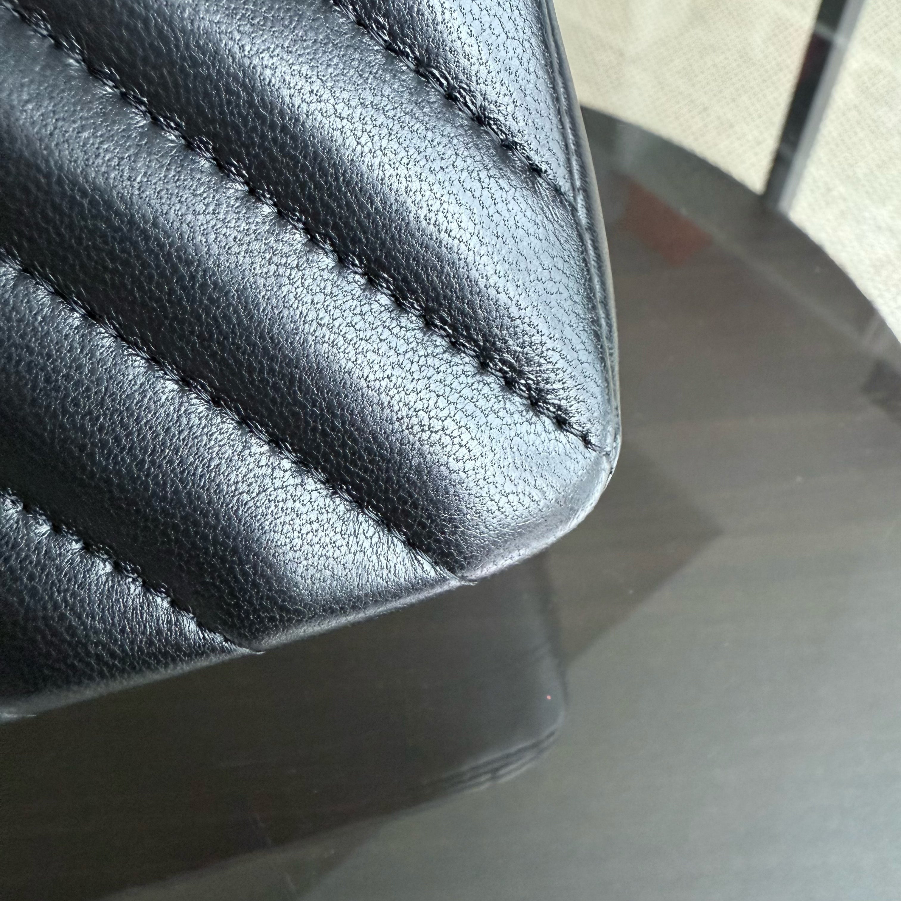 Chanel Classic Flap Medium - 25CM Chevron Lambskin Black Light Gold Hardware Series 27