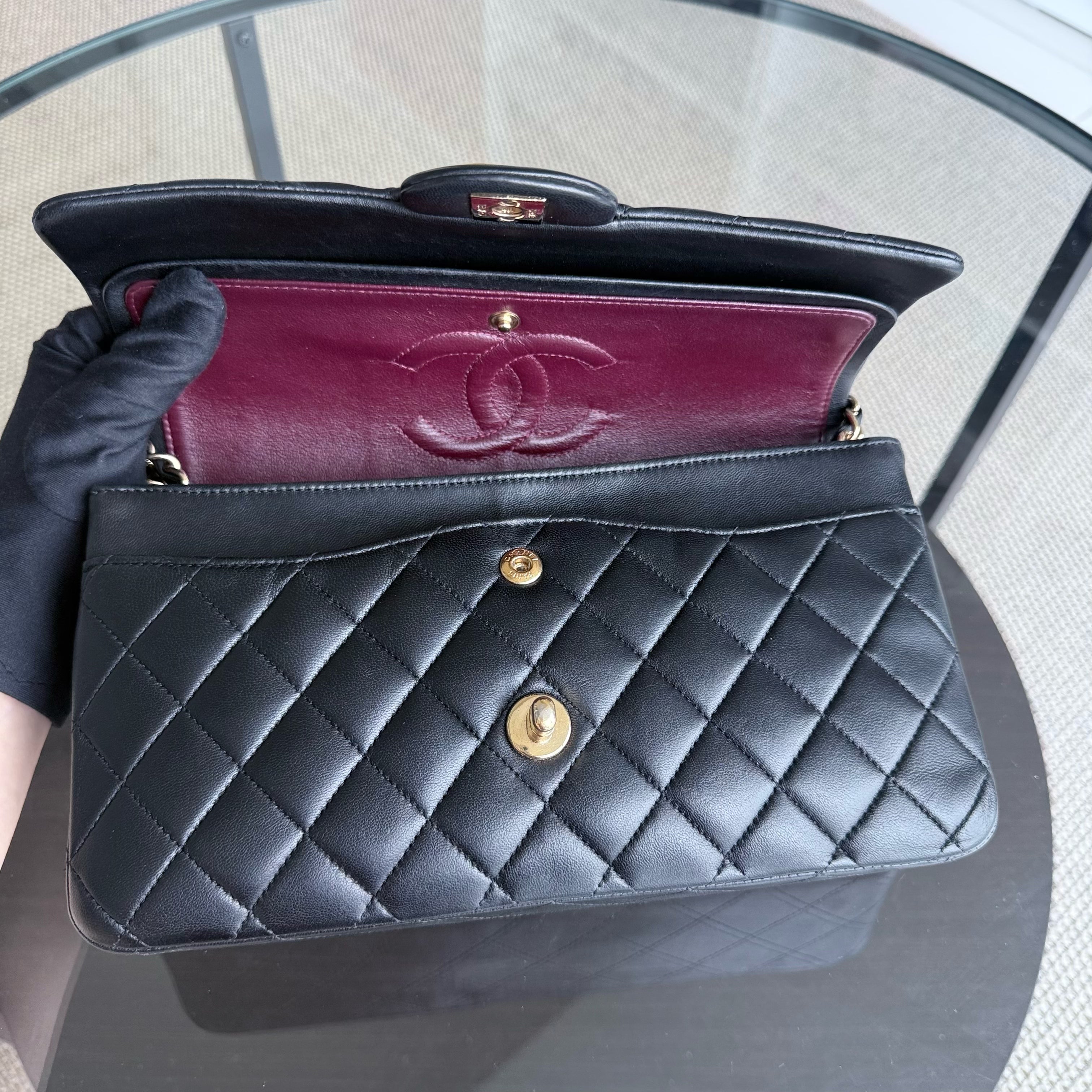 Chanel Classic Flap Medium - 25CM Quilted Lambskin Black Gold Hardware Series 13