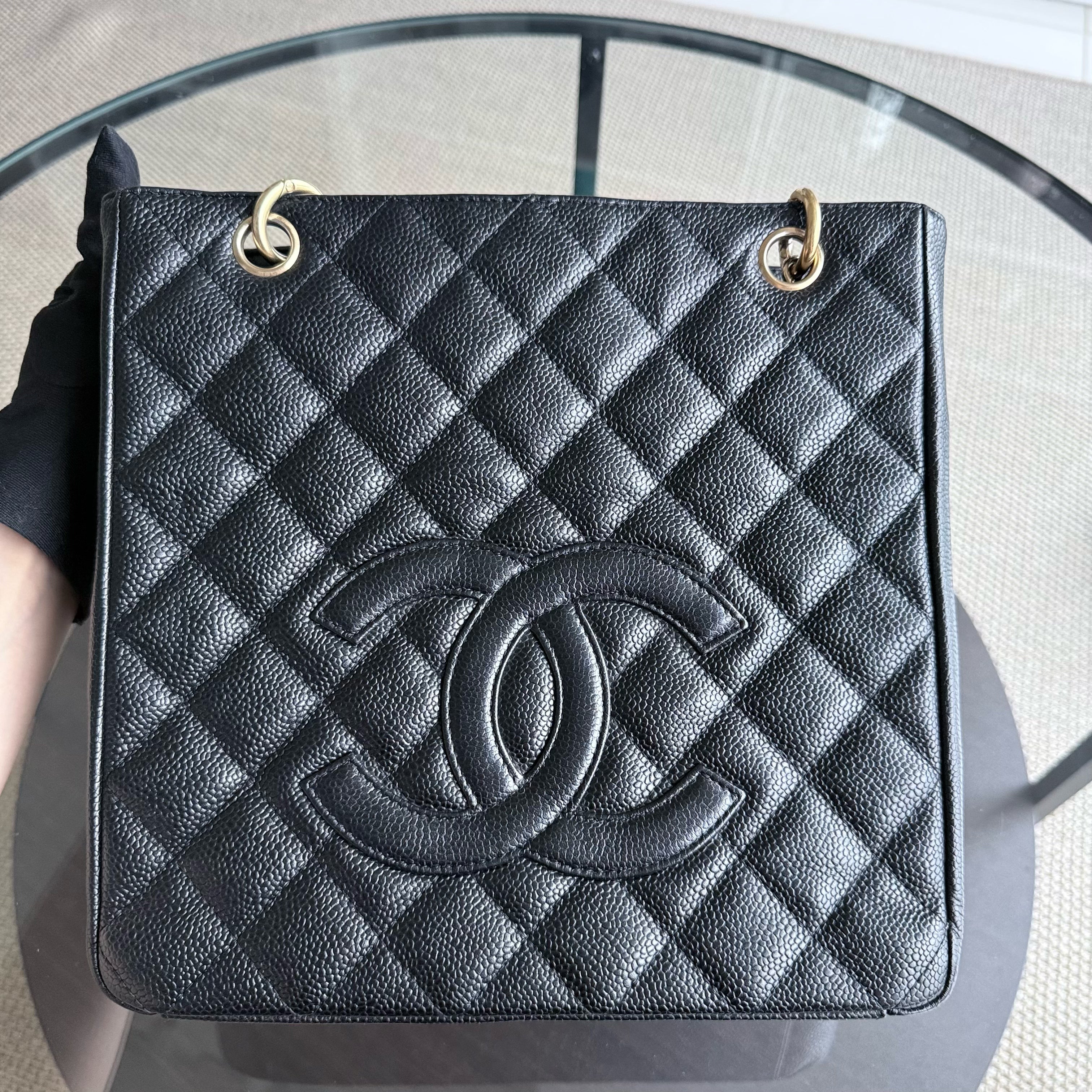 Chanel PST Petite Shopping Tote - Caviar Quilted Black Gold Hardware Series 8