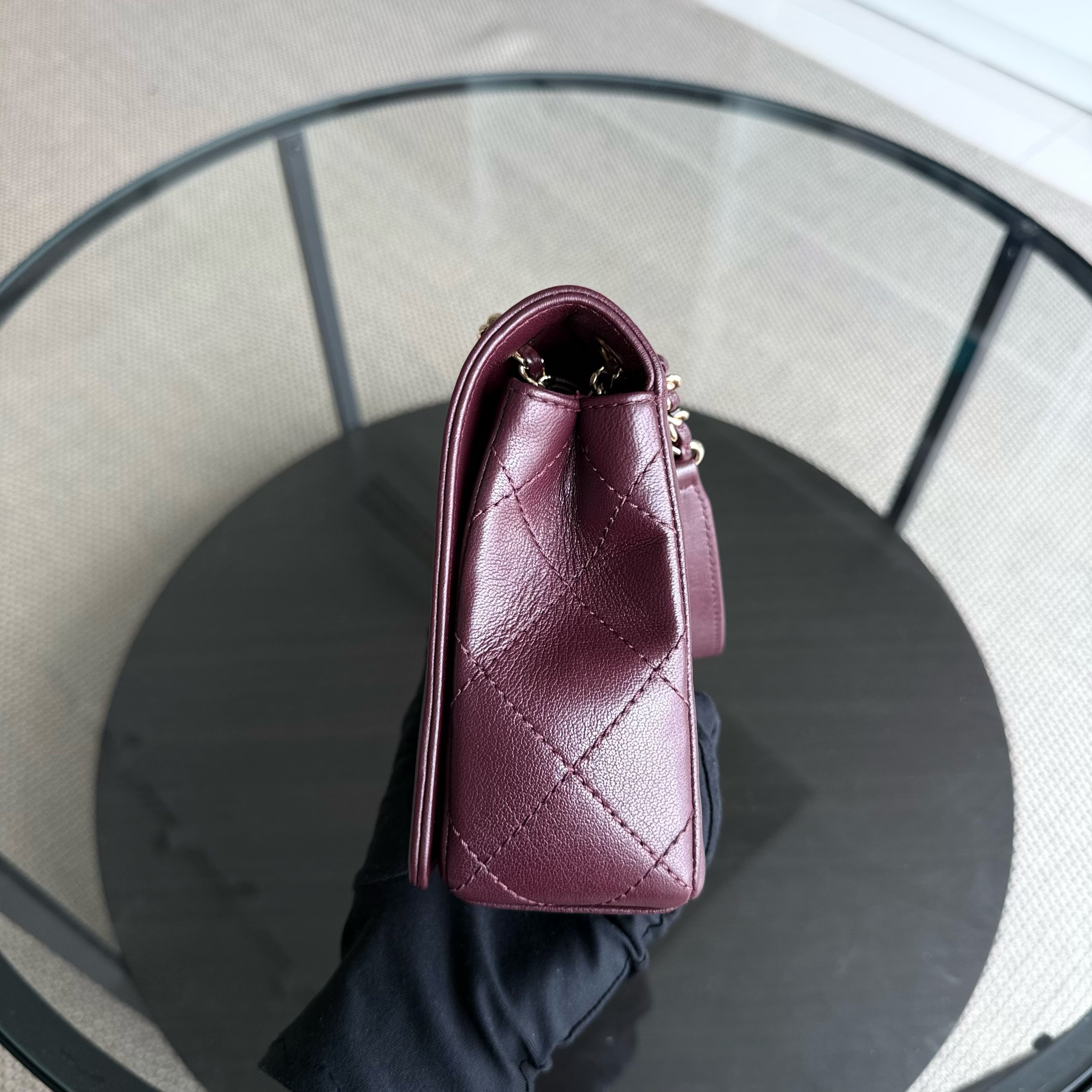Chanel Mademoiselle Seasonal Flap - 25CM Quilted Lambskin Burgundy Gold Hardware Series 23