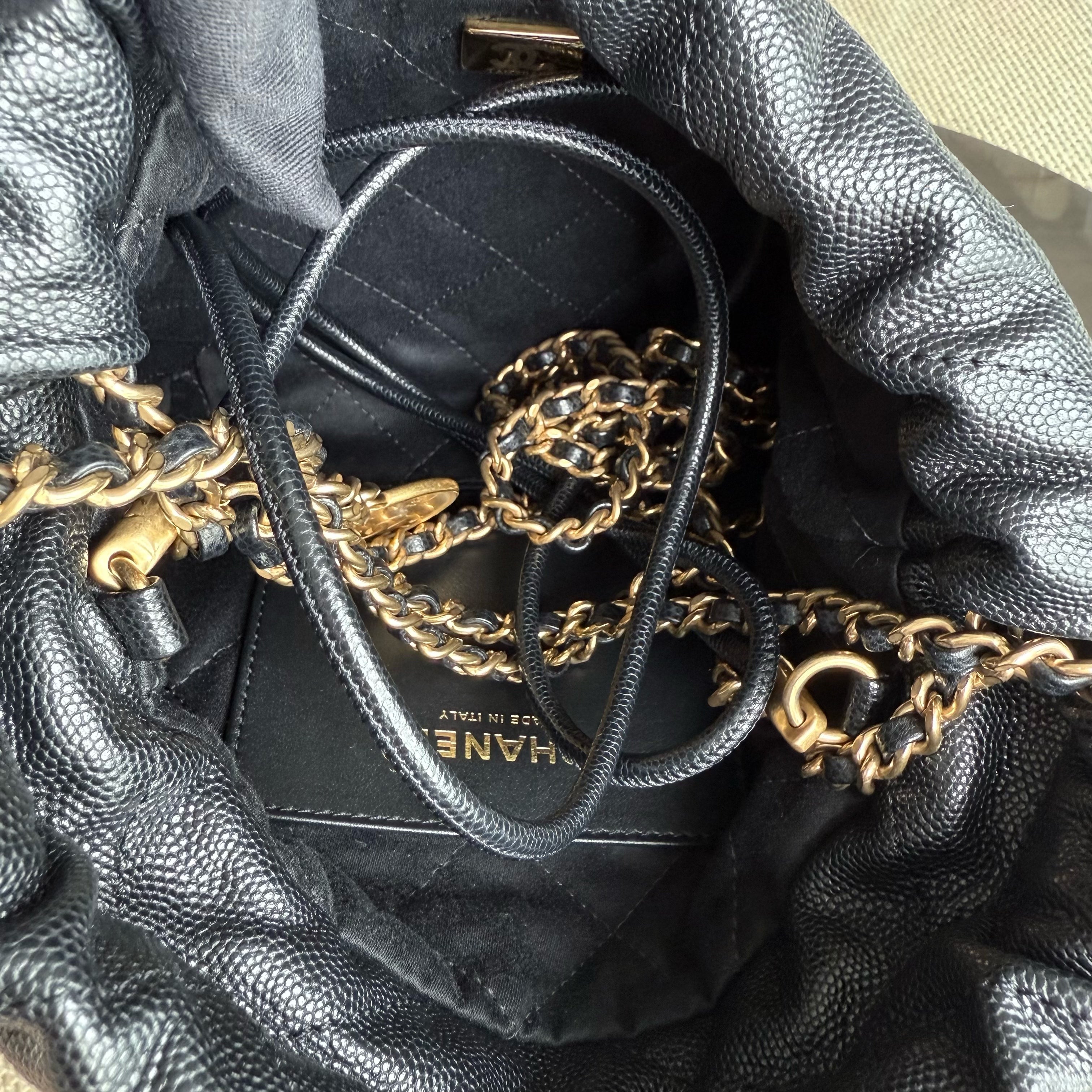 Chanel C22 Mini 22 Bag - Caviar Quilted Calfskin Crossbody Bag Gold Hardware Microchip