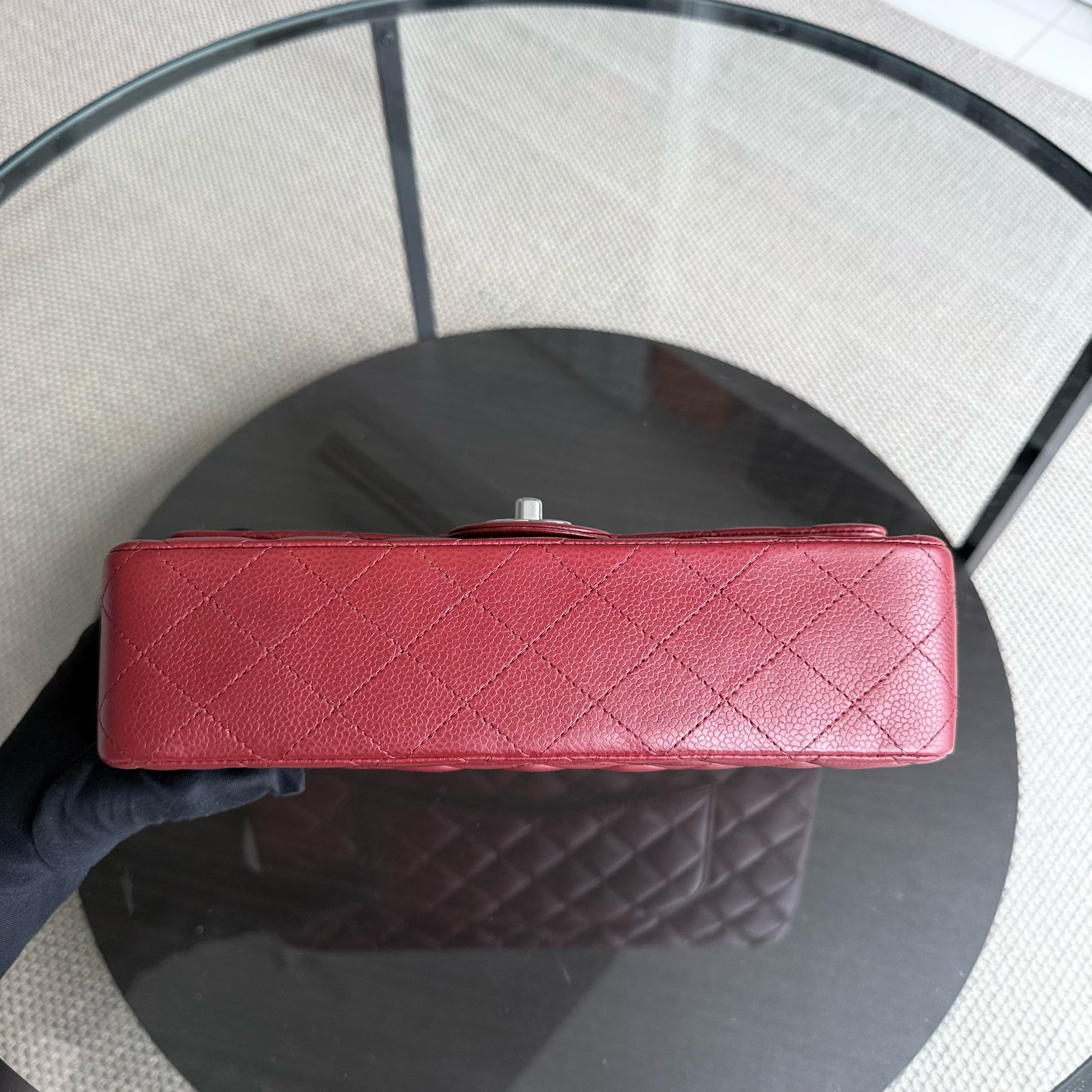 Chanel Classic Flap Medium - Caviar 25CM Quilted Grained Calfskin Red Silver Hardware Series 16
