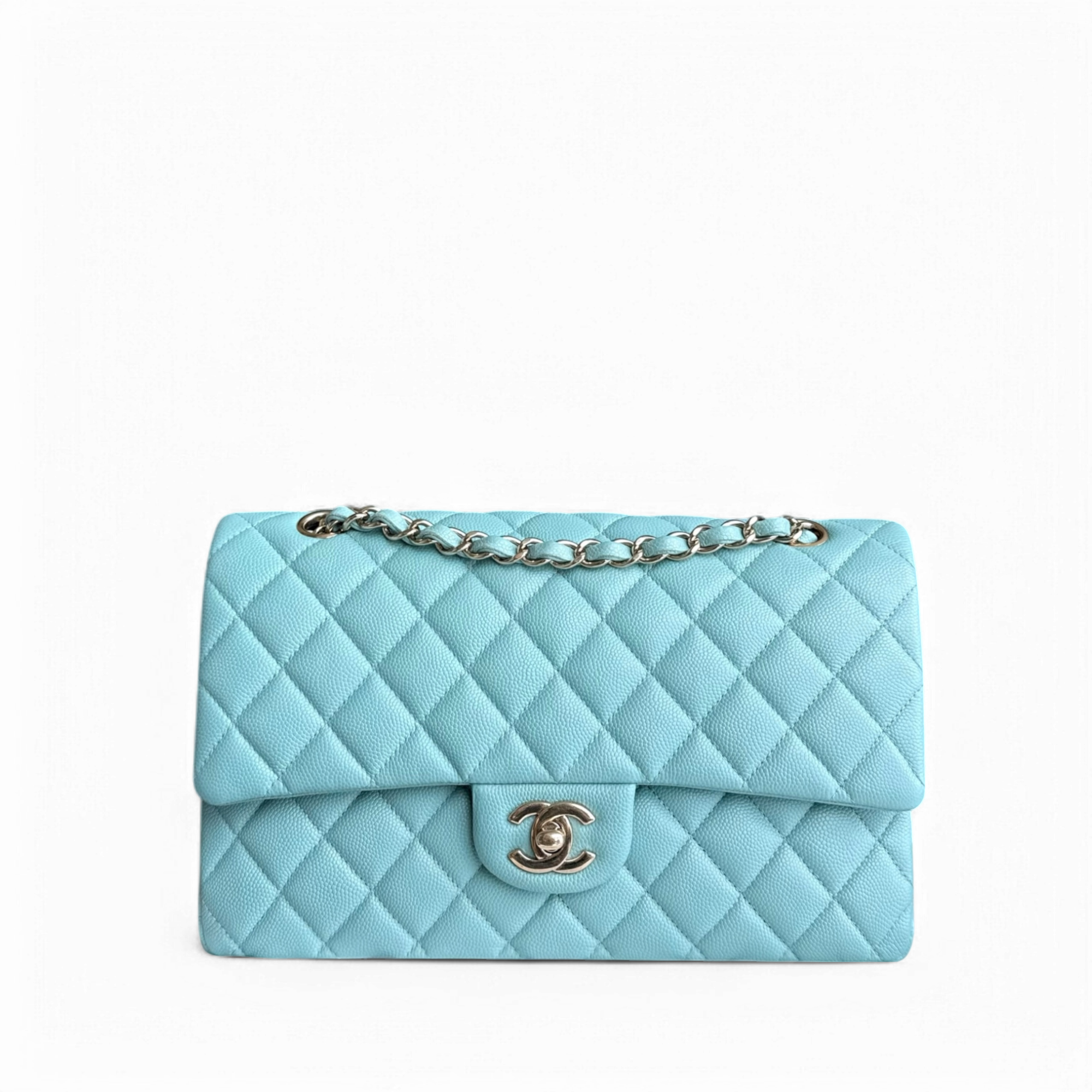 Chanel Classic Flap Medium - Caviar 25CM Quilted Light Blue Gold Hardware Series 29
