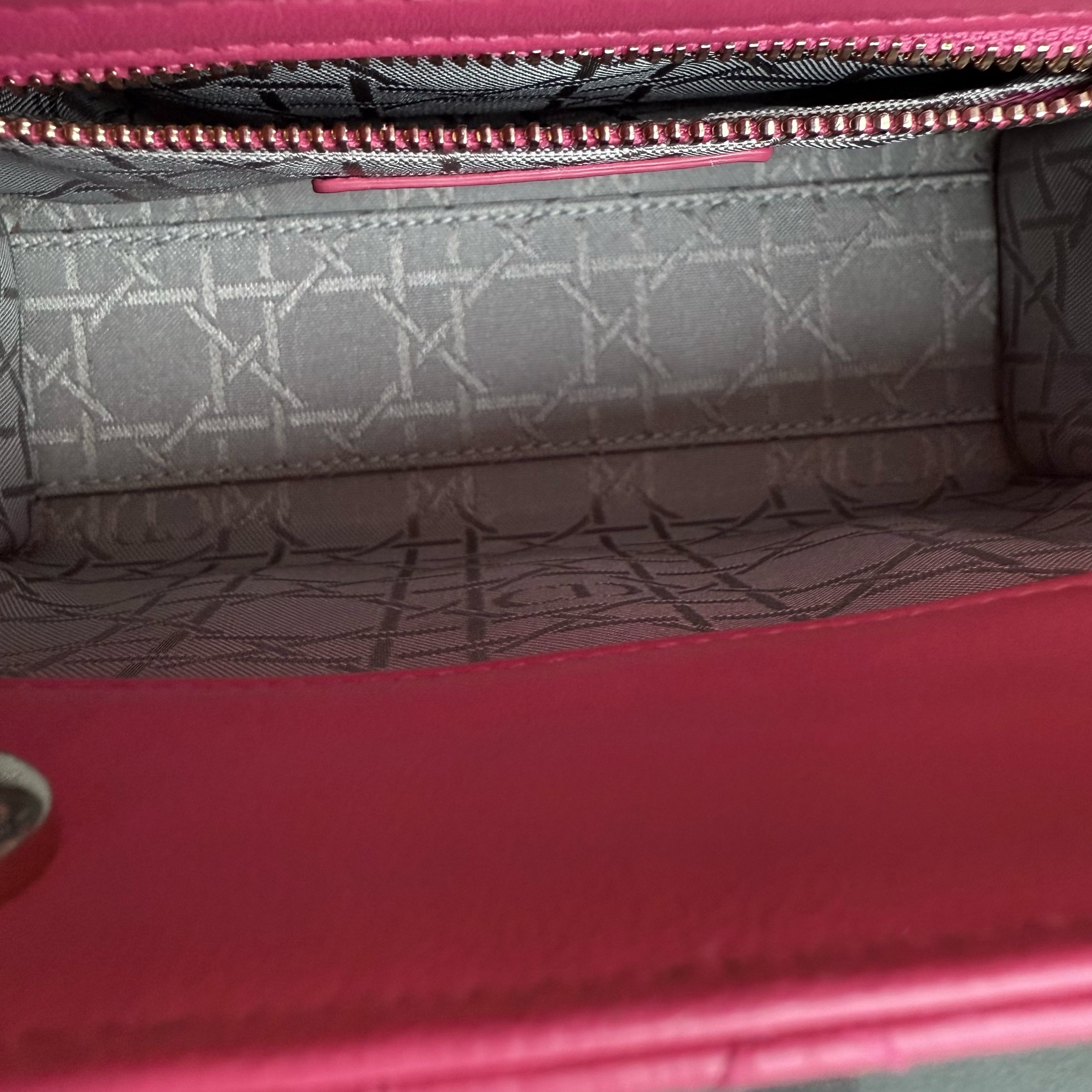 Dior Lady Mini - Cannage Lambskin Hot Pink Gold Hardware