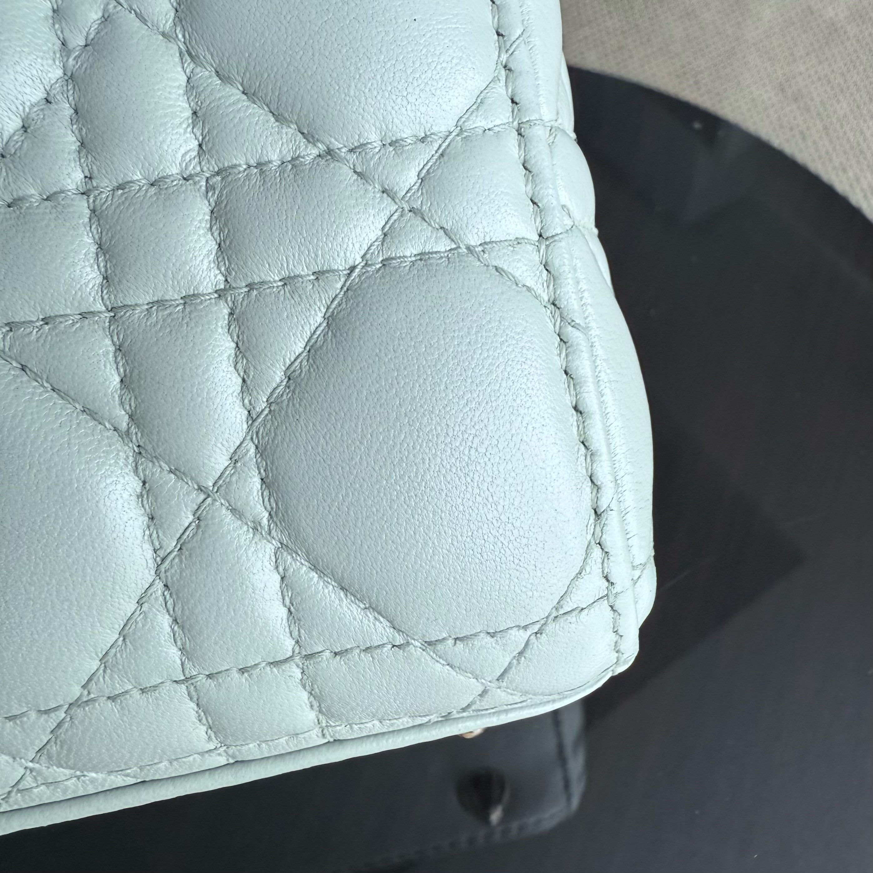 Dior Lady Small - Cannage Lambskin Light Mint Green Gold Hardware