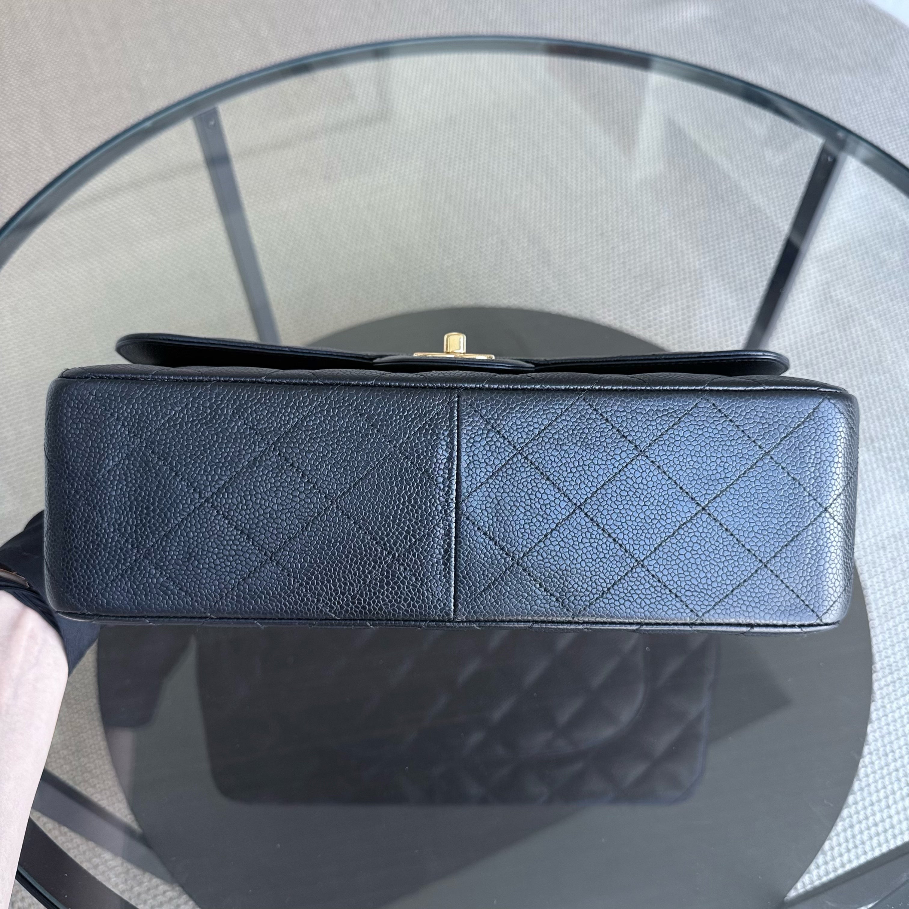 Chanel Classic Flap Jumbo - Caviar Double Flap 30CM Quilted Black Gold Hardware Series 14