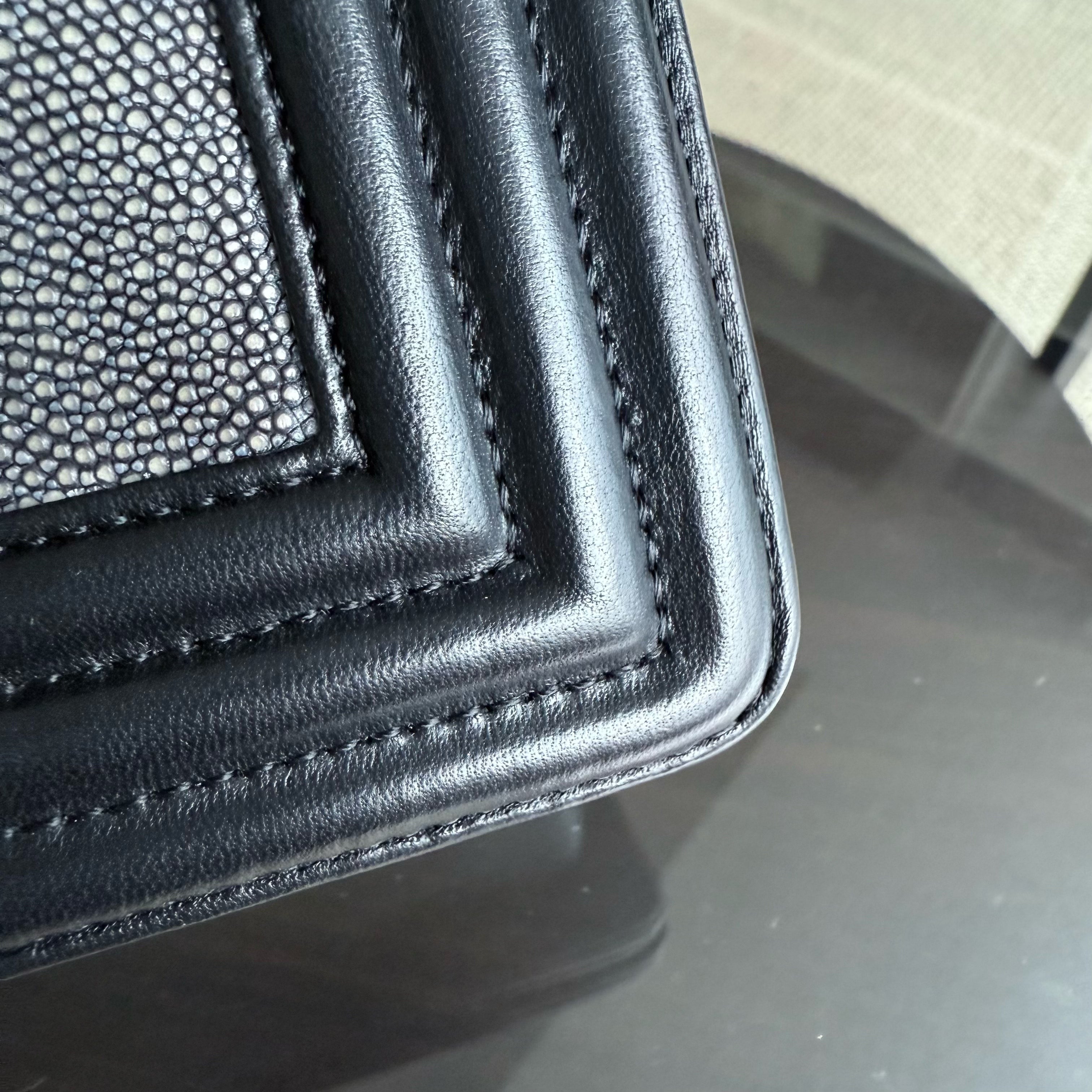 Chanel Boy Small - Stingray Black Ruthenium Silver Hardware Series 20