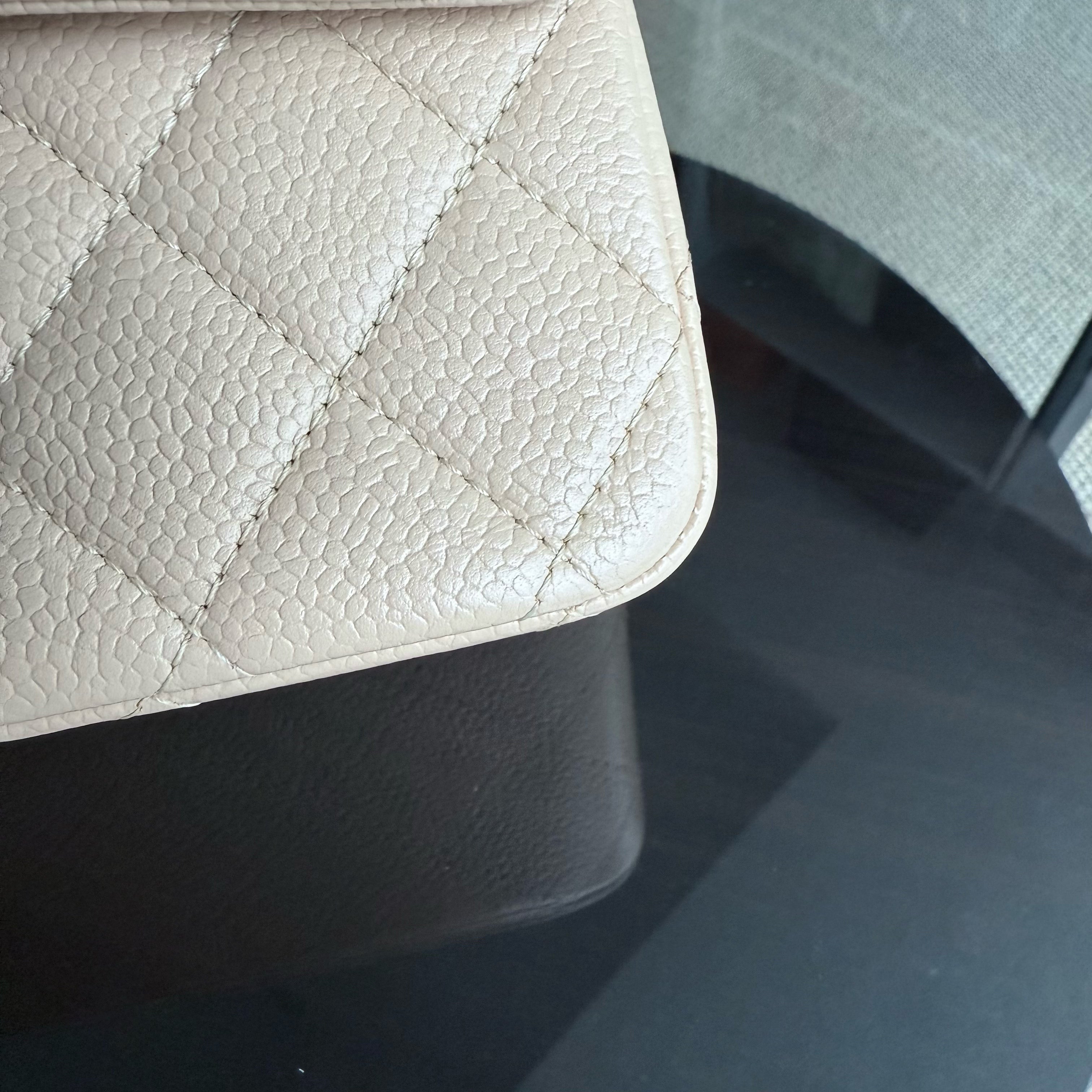 Chanel Classic Flap Medium - Caviar 25CM Quilted Grained Calfskin Beige Silver Hardware Series 13
