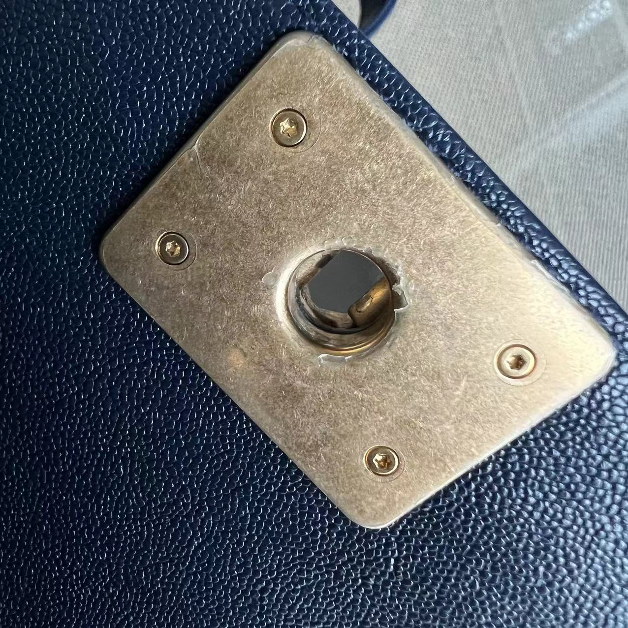 Chanel Boy Small - Caviar Quilted Grained Calfskin Dark Blue Golden Hardware Series 26