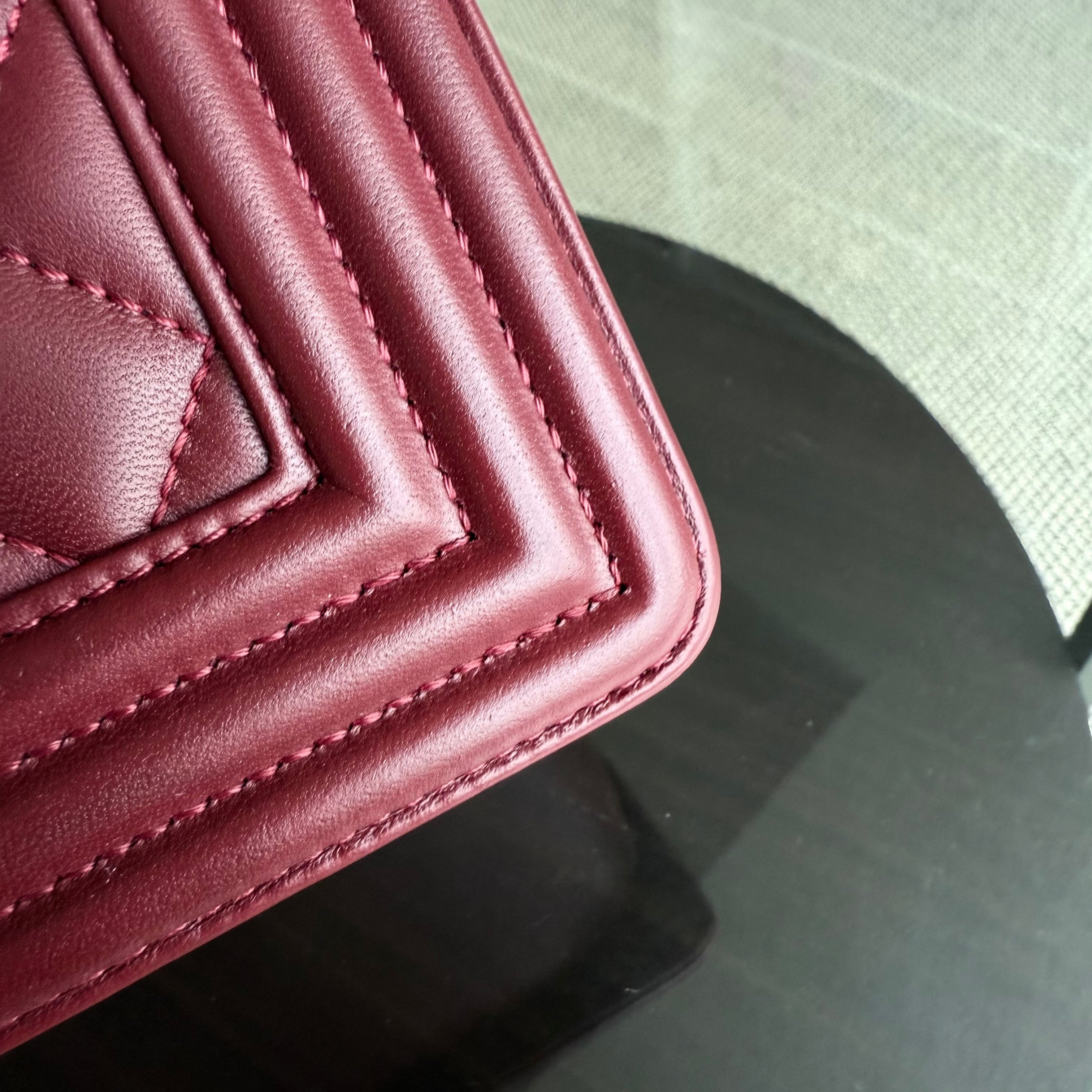 Chanel Boy Medium - 25CM Quilted Lambskin Burgundy Red Gold Hardware Series 22