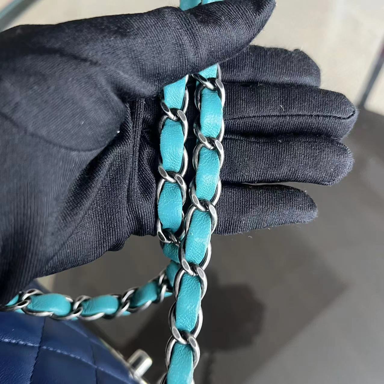 Mini Classic Flap Quilted Lambskin Multi-color Blue Green Silver Hardware Series 21