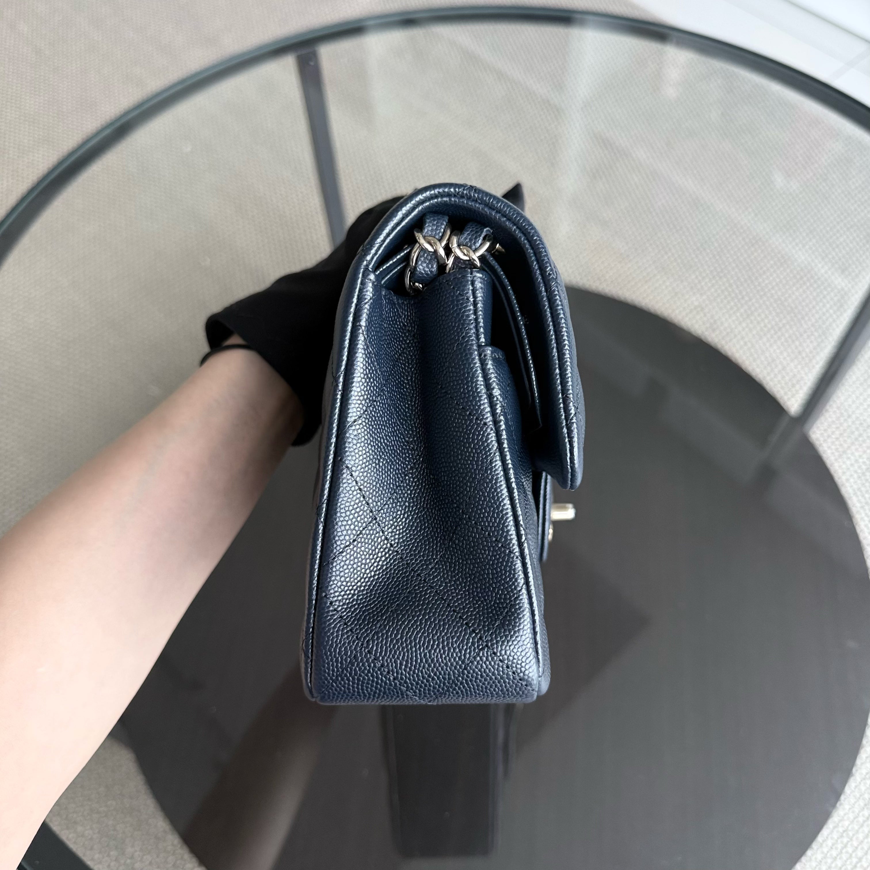 Chanel Classic Flap Small - Caviar 23CM Quilted Dark Midnight Blue Gold Hardware Series 31