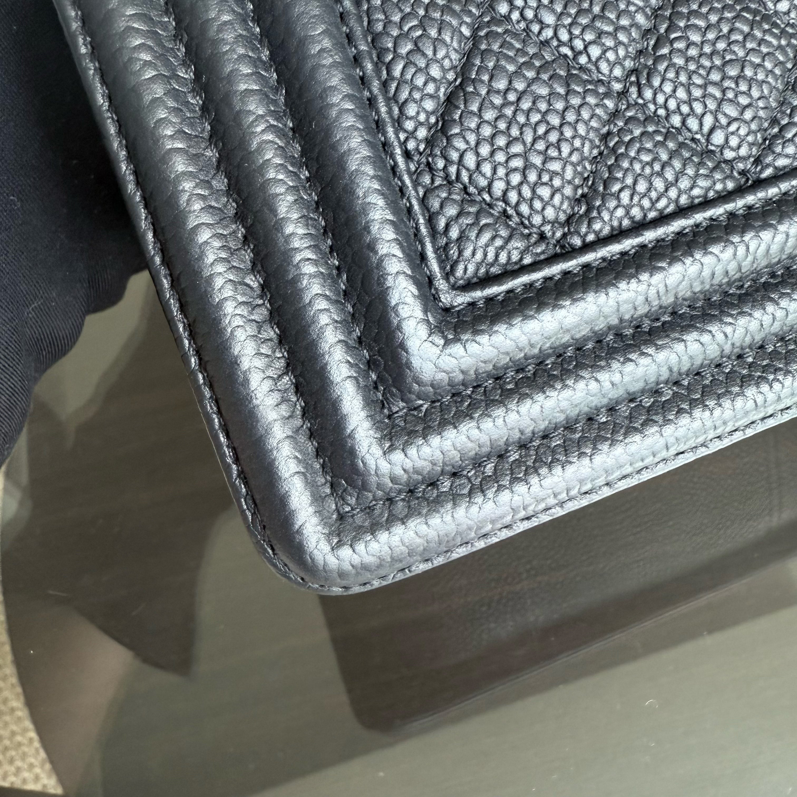 Chanel Boy Medium - Caviar 25CM Quilted Black Silver Hardware Series 17