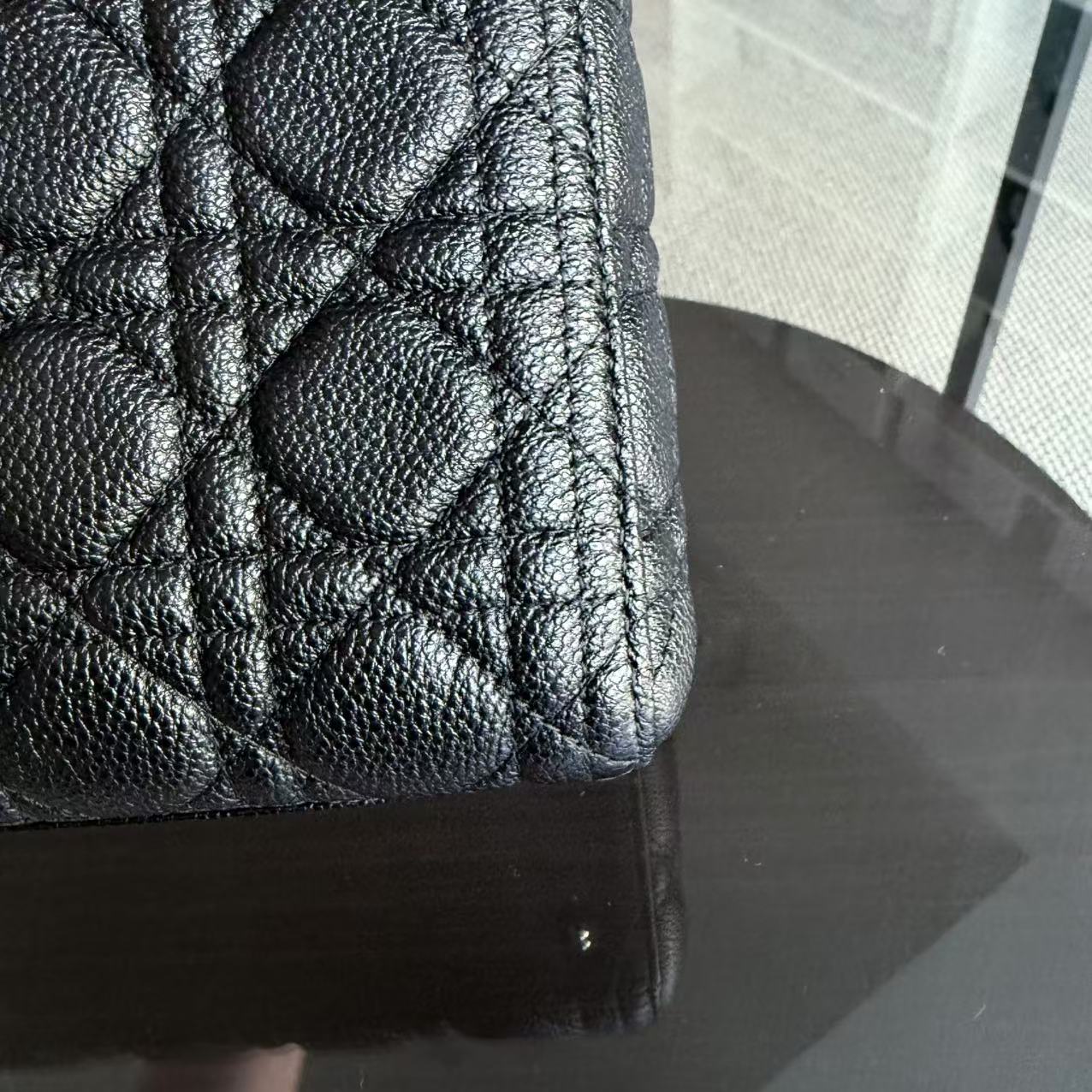 *Rare Caviar* Dior Lady Medium - Grained Calfskin Cannage Black Silver Hardware