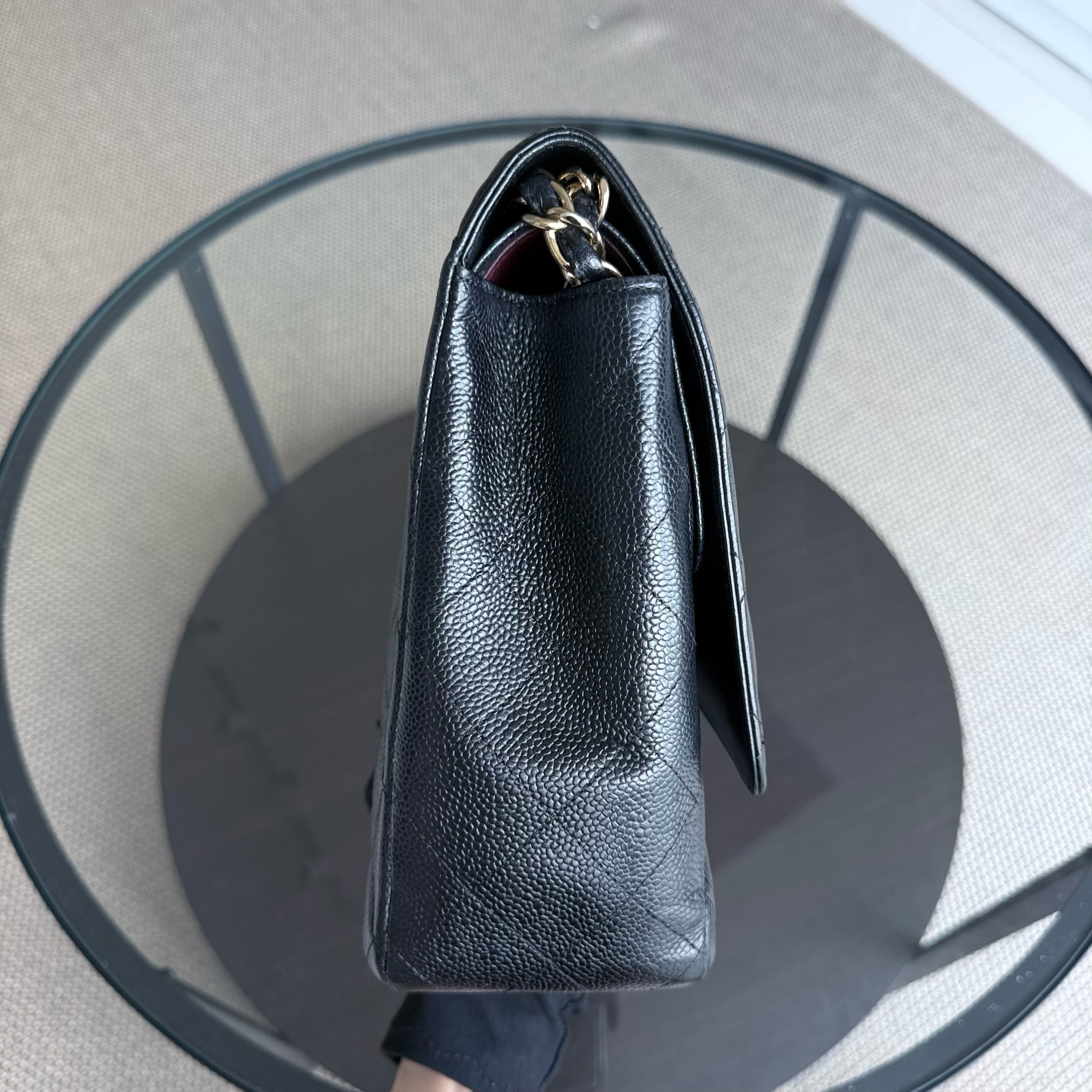 Chanel Classic Flap Maxi - Caviar Double Flap 33CM Quilted Black Gold Hardware Series 15