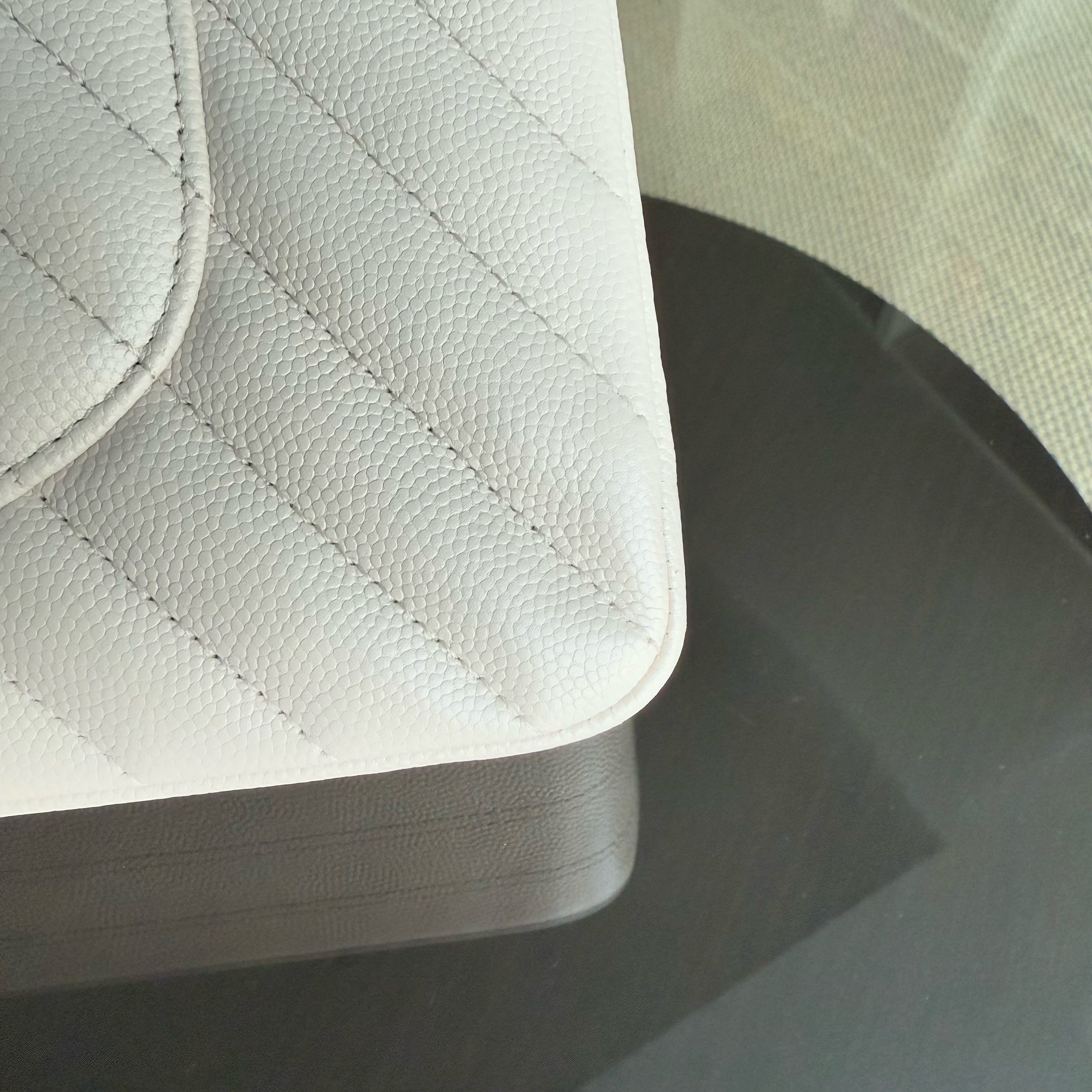 Balance of Chanel Classic Flap Medium - Caviar Chevron Cream White Gold Hardware Series 26 and balance of Chanel Classic Flap Medium - Caviar 25CM Quilted Light Green Gold Hardware Series 25