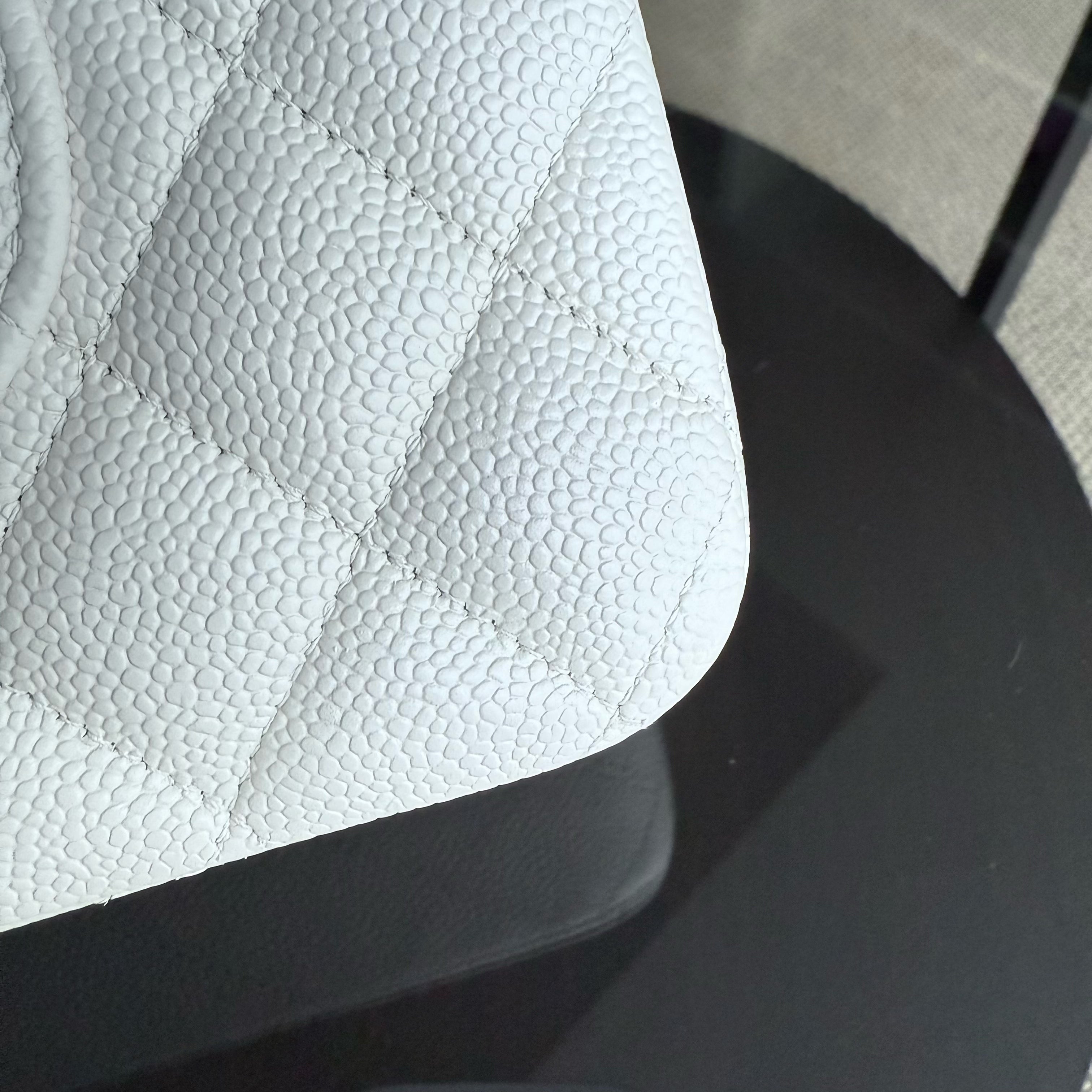 Chanel Classic Flap Medium - Caviar 25CM Quilted White Silver Hardware Series 30