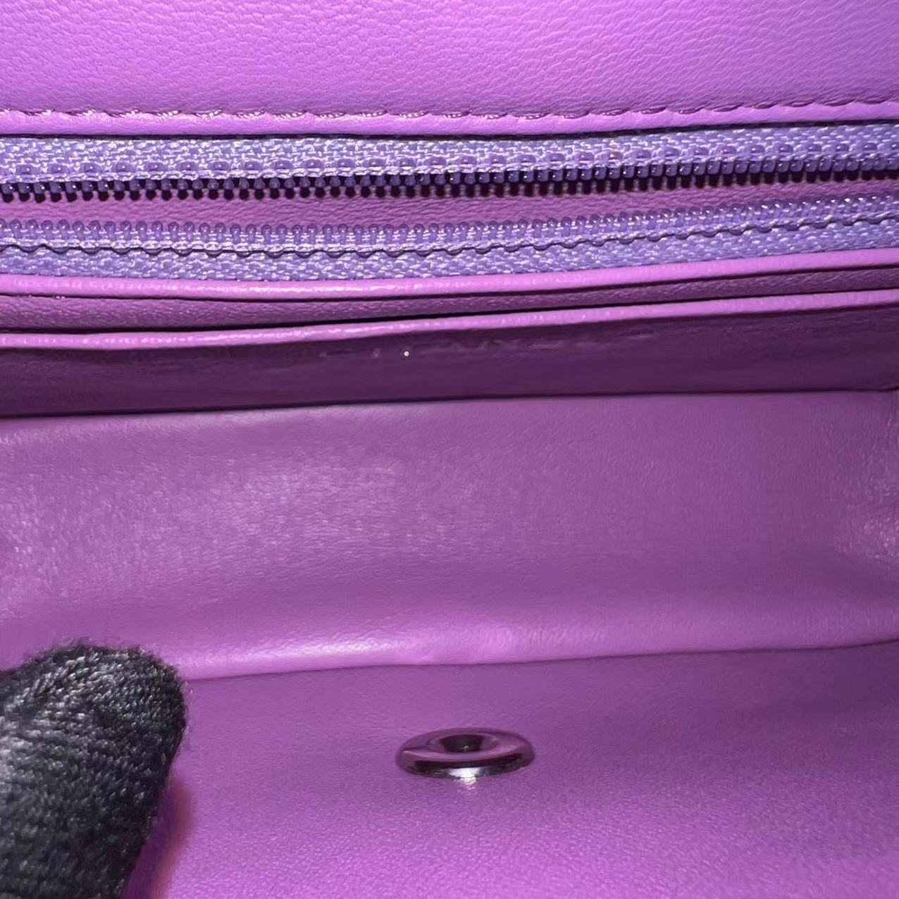Chanel Classic Flap Mini - 20CM Rectangle Quilted Lambskin Purple Silver Hardware Series 29