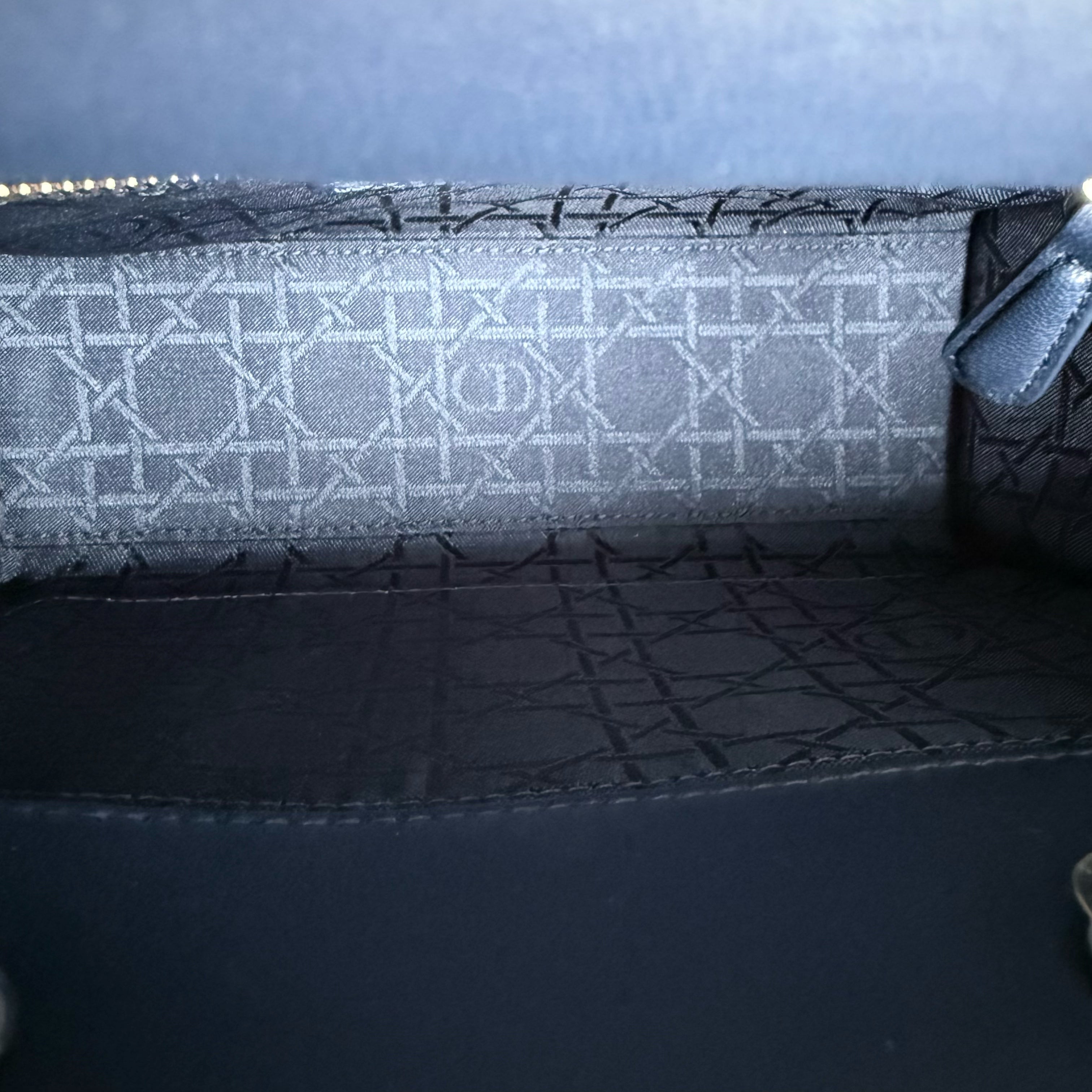 Dior Lady Small - Cannage Lambskin Dark Blue Gold Hardware