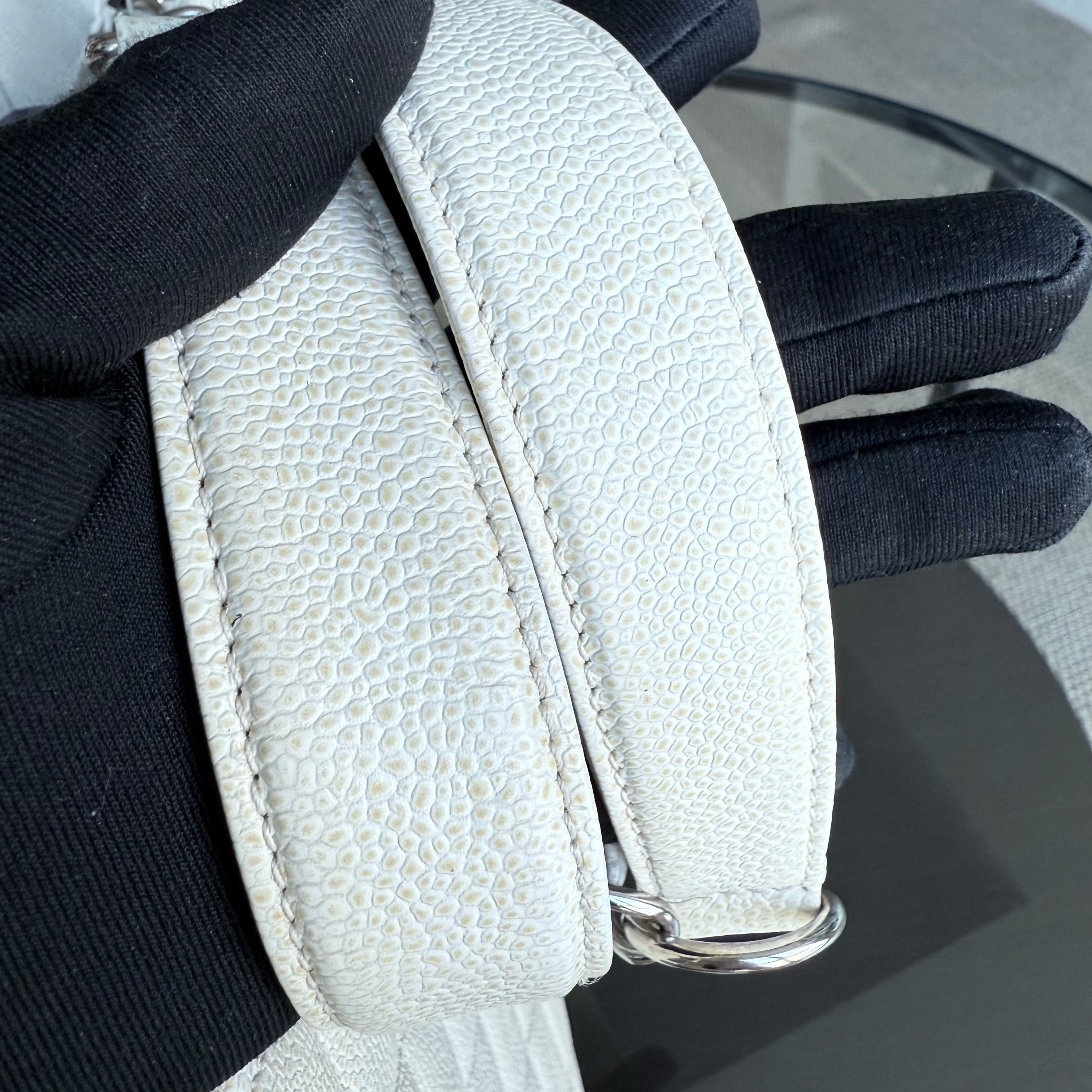 Chanel GST Grand Shopping Tote - Caviar Quilted White Silver Hardware Series 18