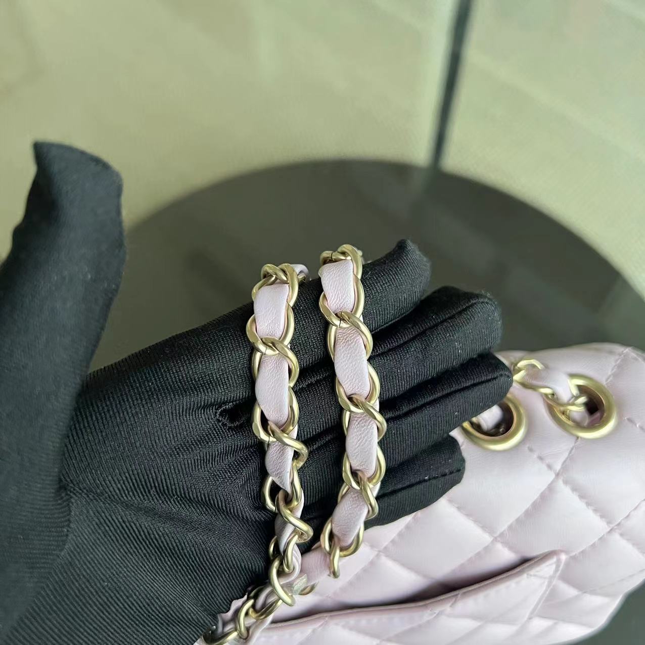 Mademoiselle 23CM Small Quilted Lambskin Pink Golden Hardware Series 21