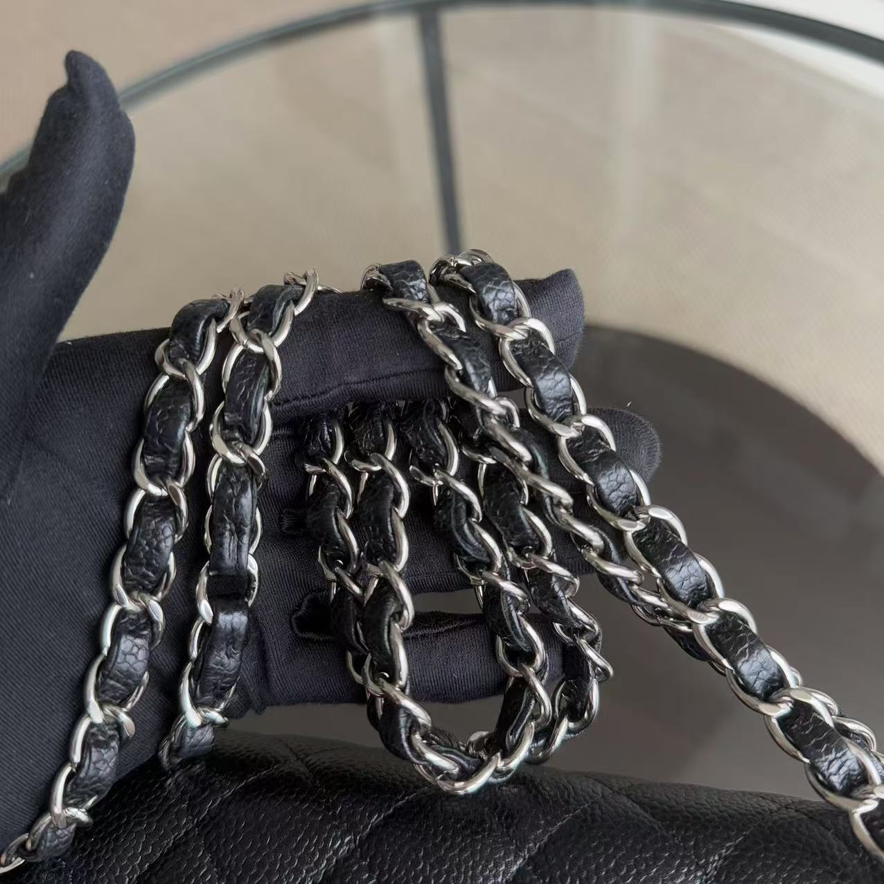 Chanel Classic Flap Medium - Caviar Quilted 25CM Black Silver Hardware Series 18
