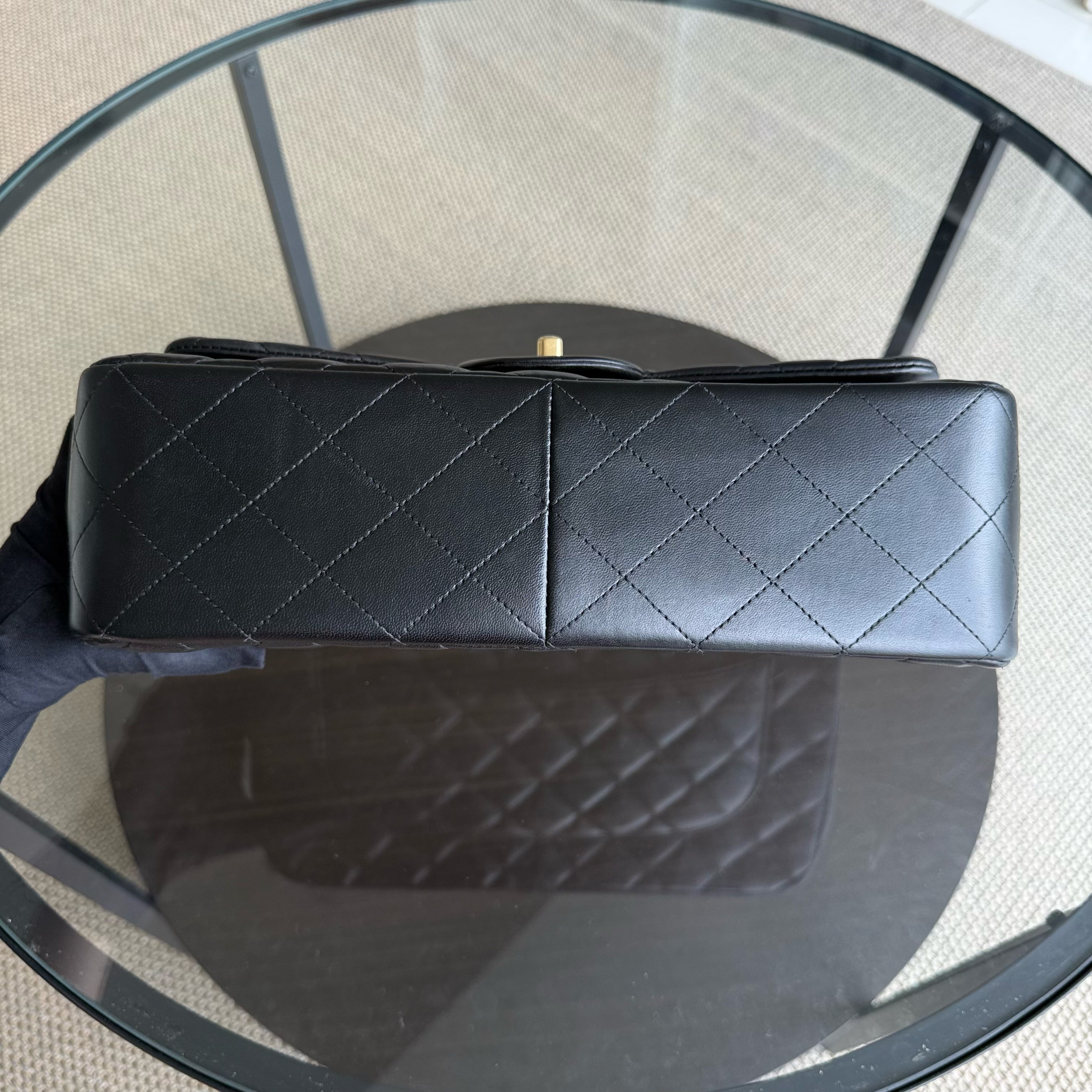 Chanel Classic Flap Jumbo - 30CM Quilted Lambskin Double Flap Black Gold Hardware