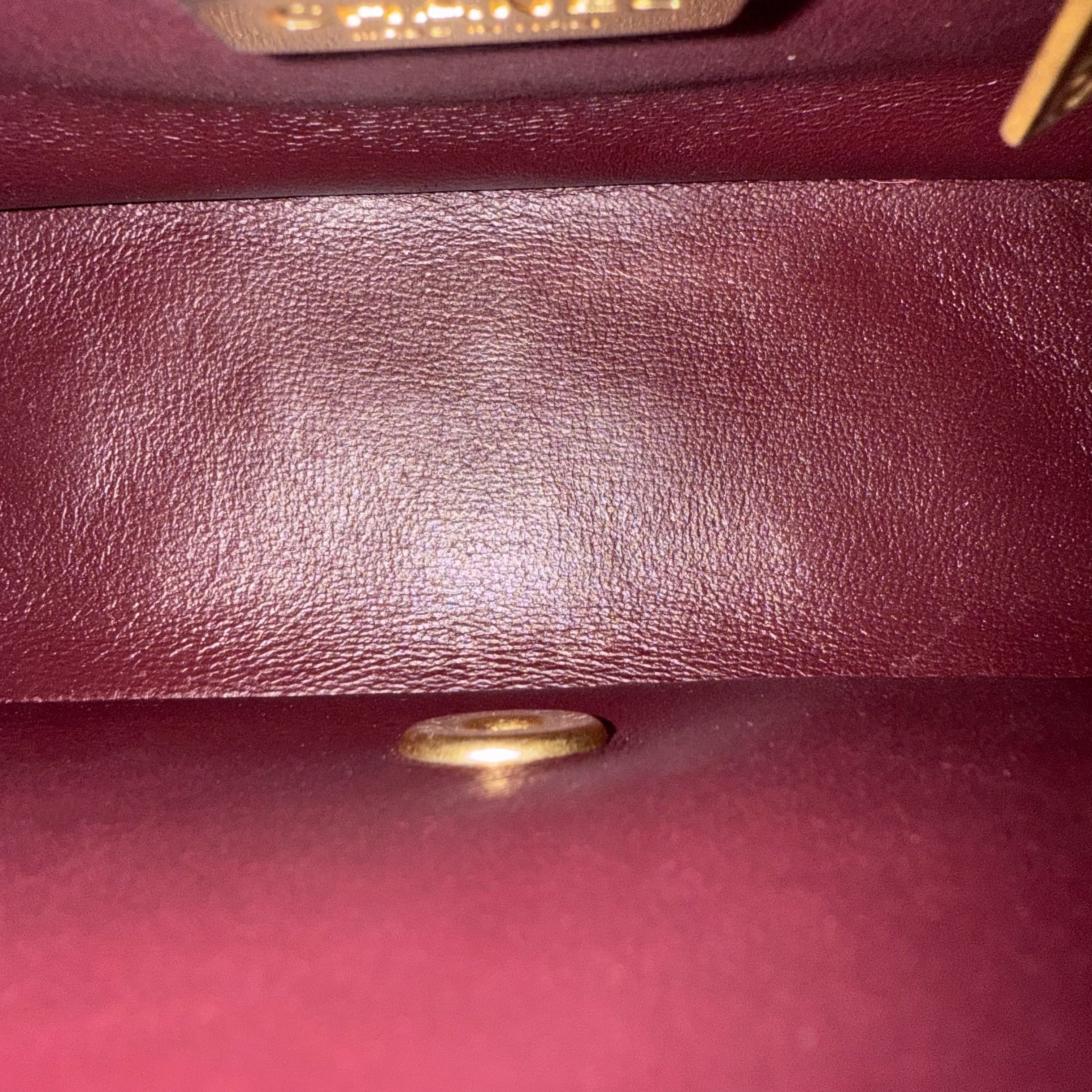 Chanel Classic Flap Rock The Corner - Quilted 20CM Calfskin Dark Burgundy Gold Hardware Series 24