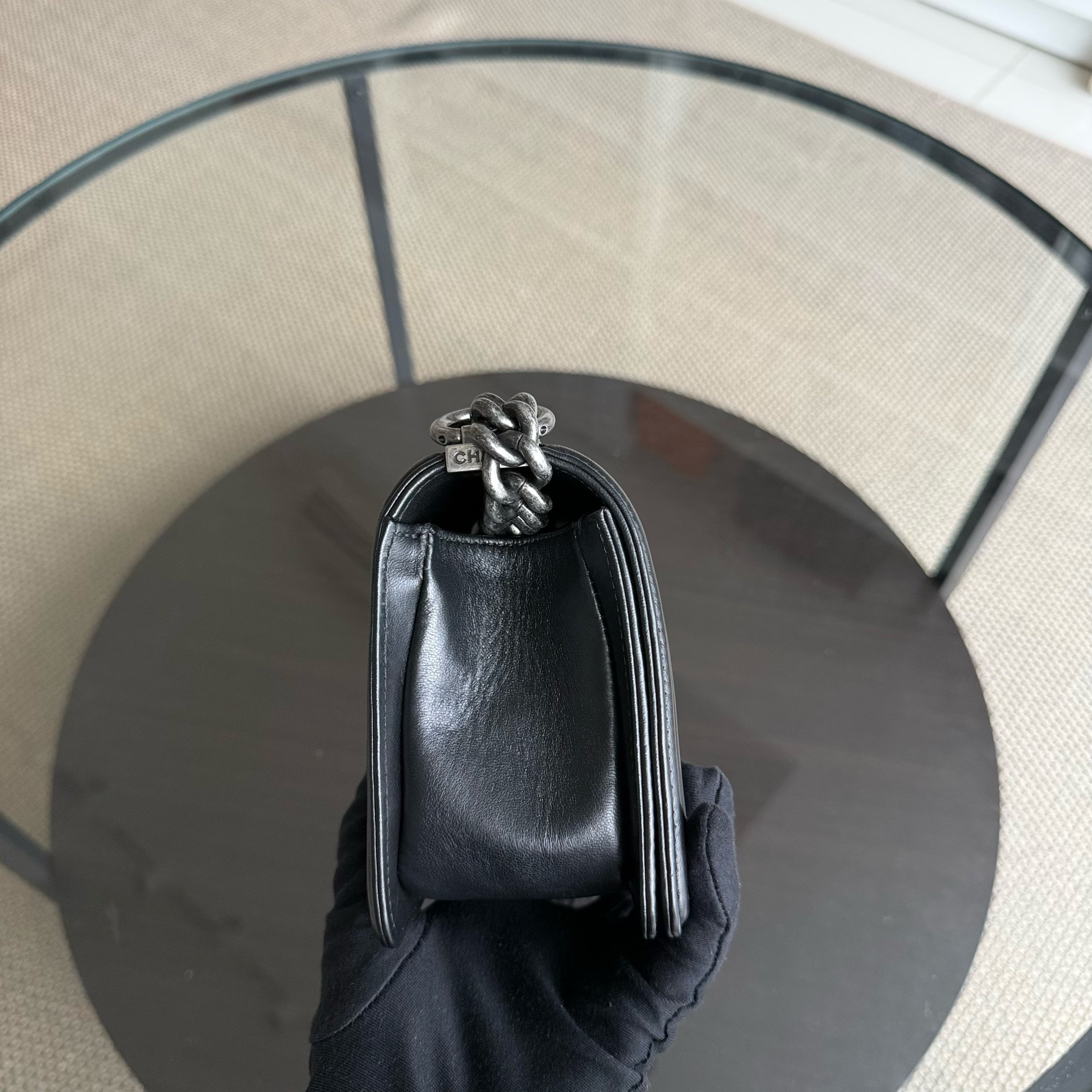Chanel Boy Small - Stingray Black Ruthenium Silver Hardware Series 20
