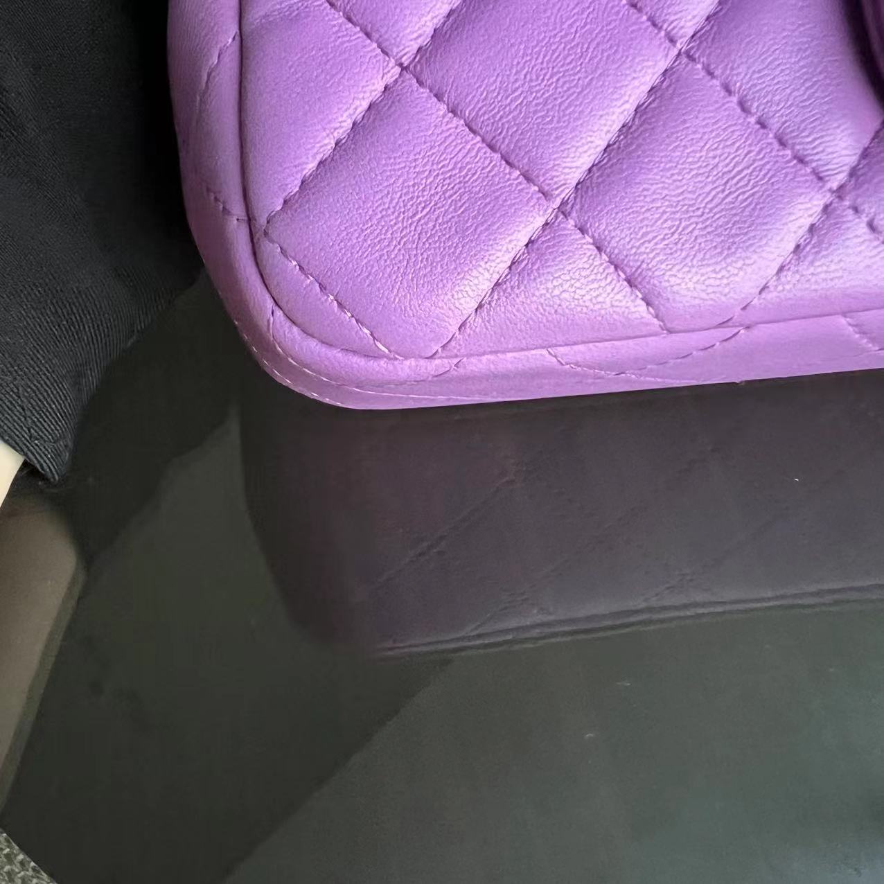 Chanel Classic Flap Mini - 20CM Rectangle Quilted Lambskin Purple Silver Hardware Series 29