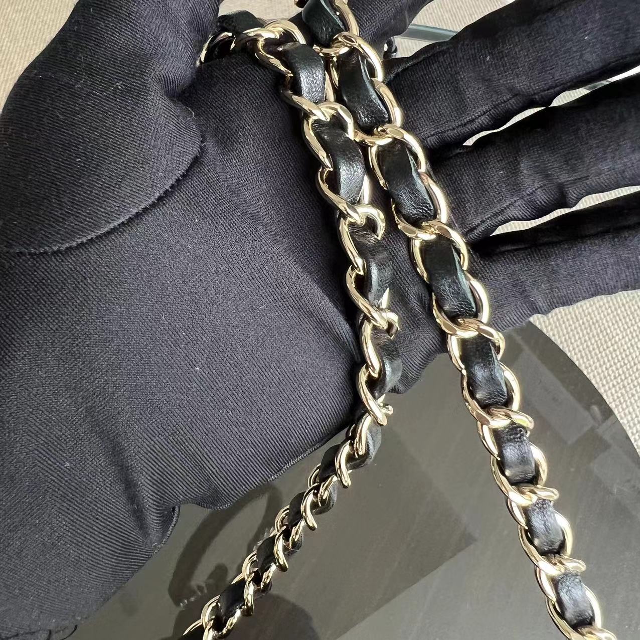 Trendy CC Small 25CM Chevron Lambskin Black Golden Hardware Series 26