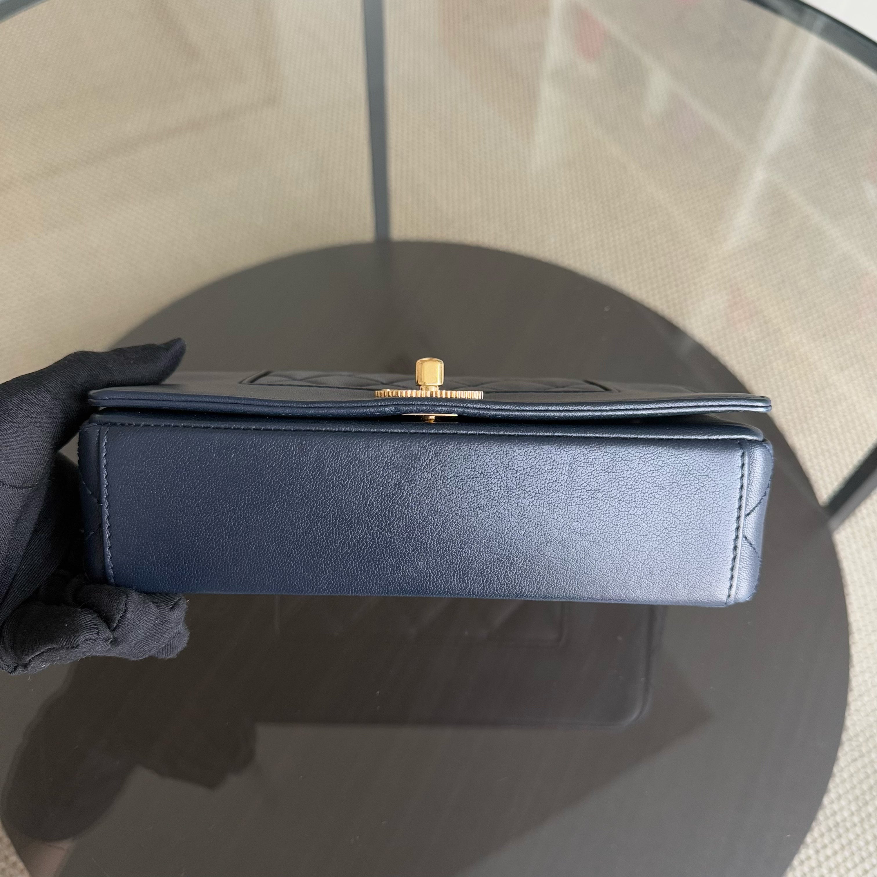 Chanel Mademoiselle Flap Bag - Small 23CM Quilted Lambskin Dark Blue Gold Hardware Series 23